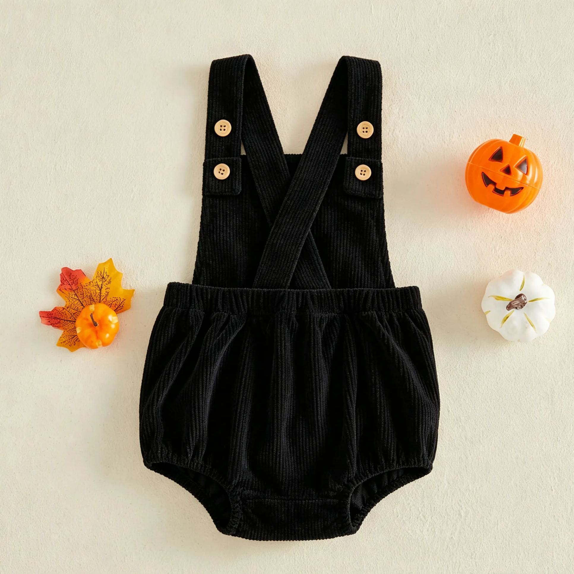 Baby Pumpkin Ghost Embroidery Romper
