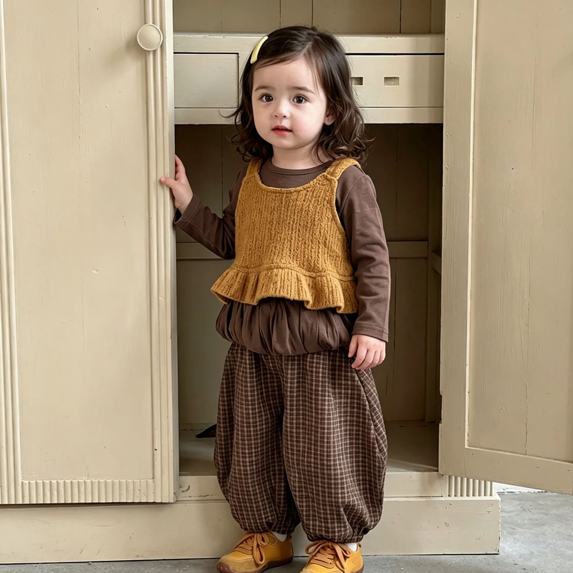 Baby Retro Long Sleeve T-shirt Vest 3-piece set