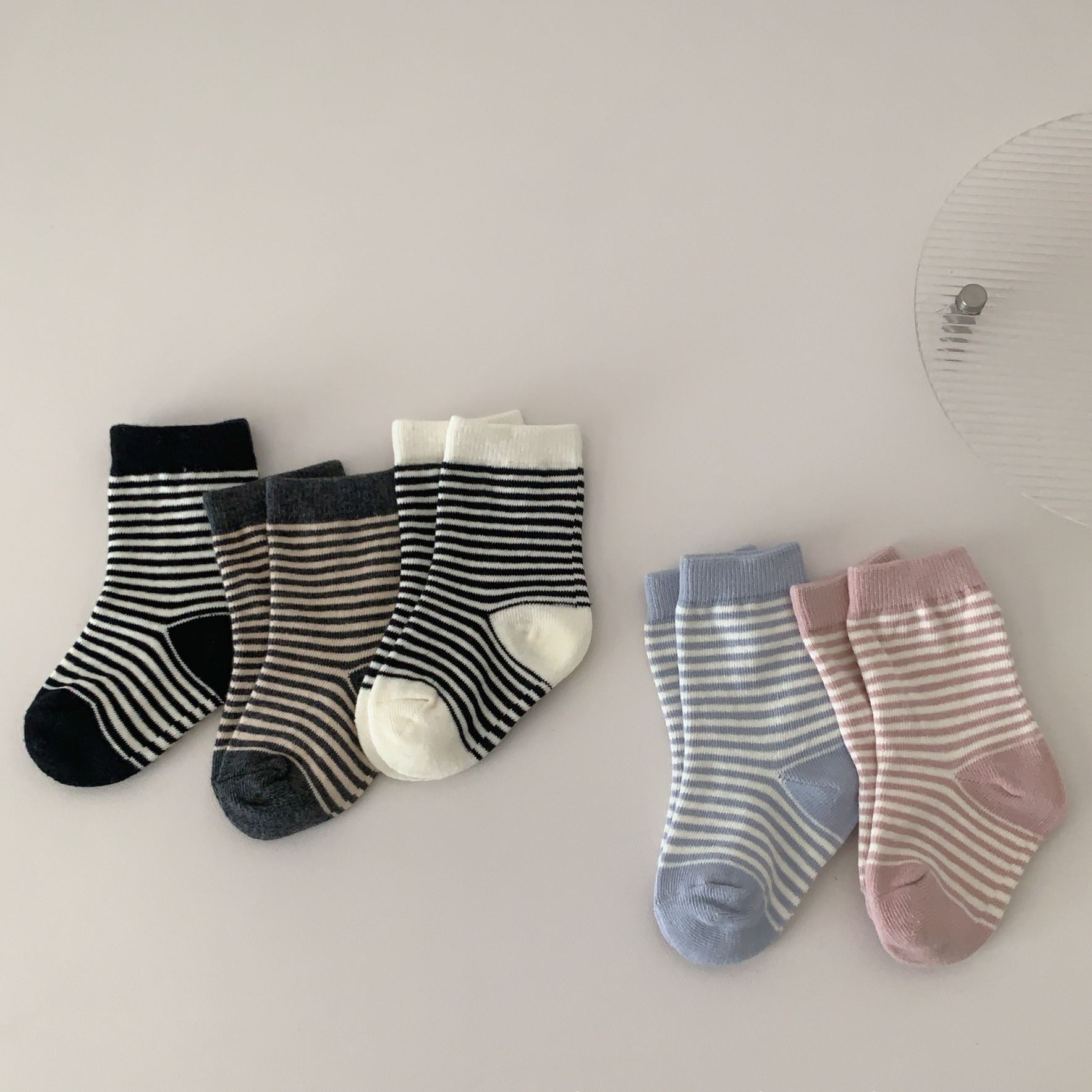 [Copy]Baby& Kid Solid Color Stripes Mid-Calf Socks