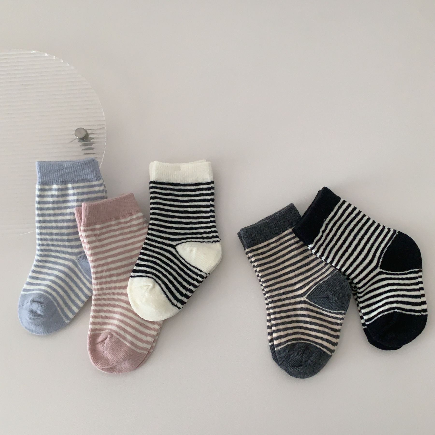 [Copy]Baby& Kid Solid Color Stripes Mid-Calf Socks
