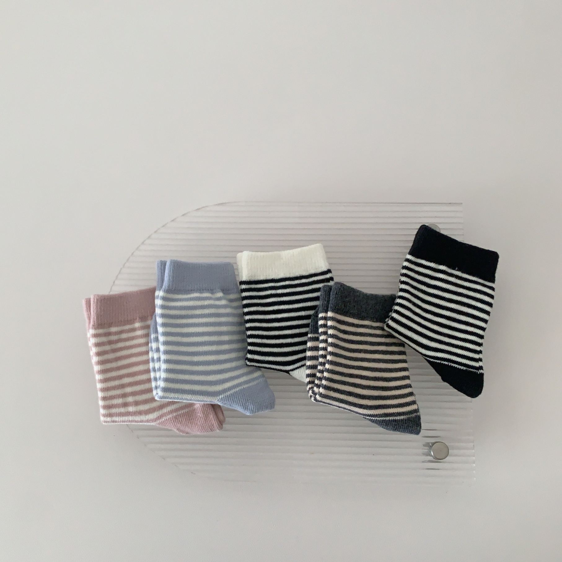 [Copy]Baby& Kid Solid Color Stripes Mid-Calf Socks