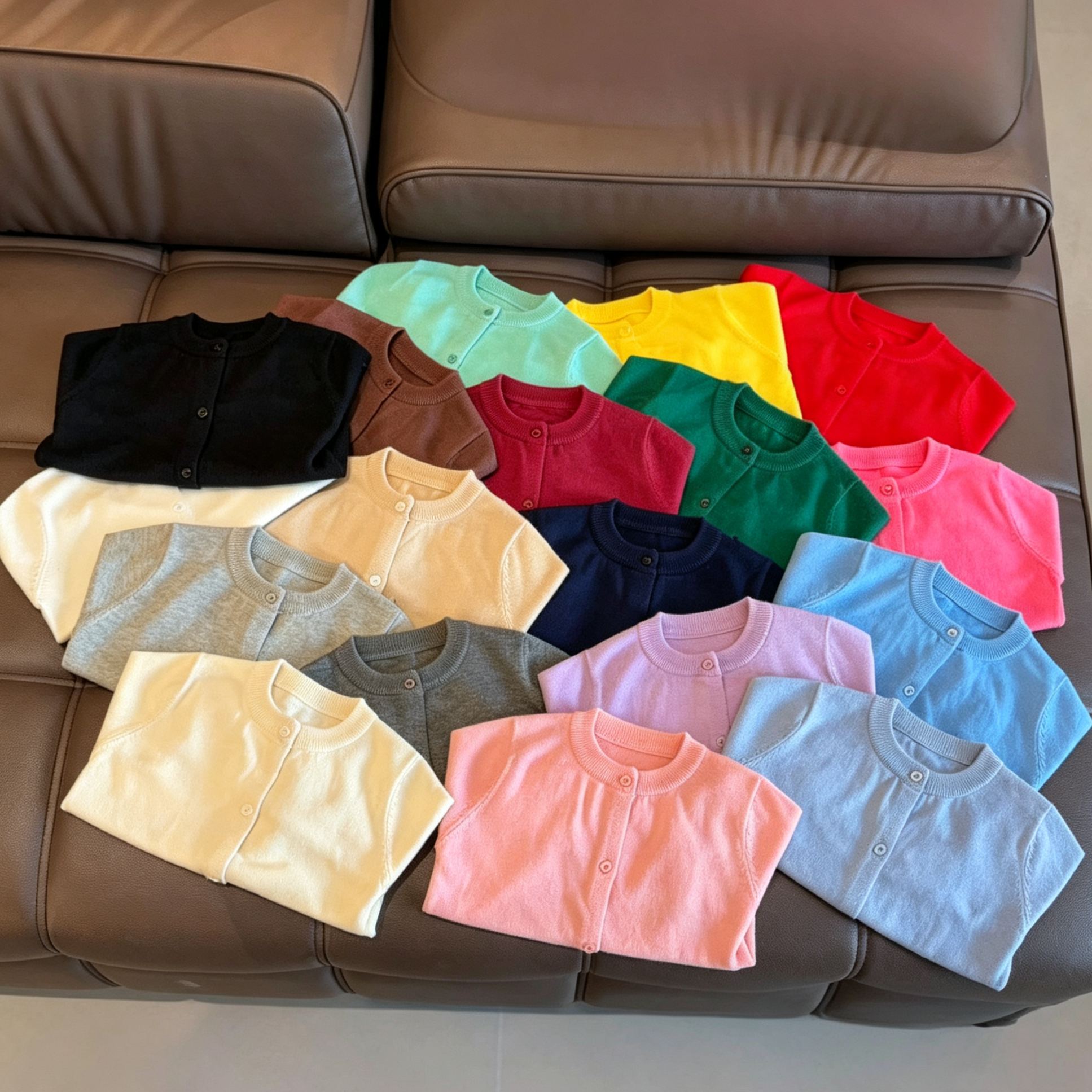 Kids Solid Color Crew Neck Sweater