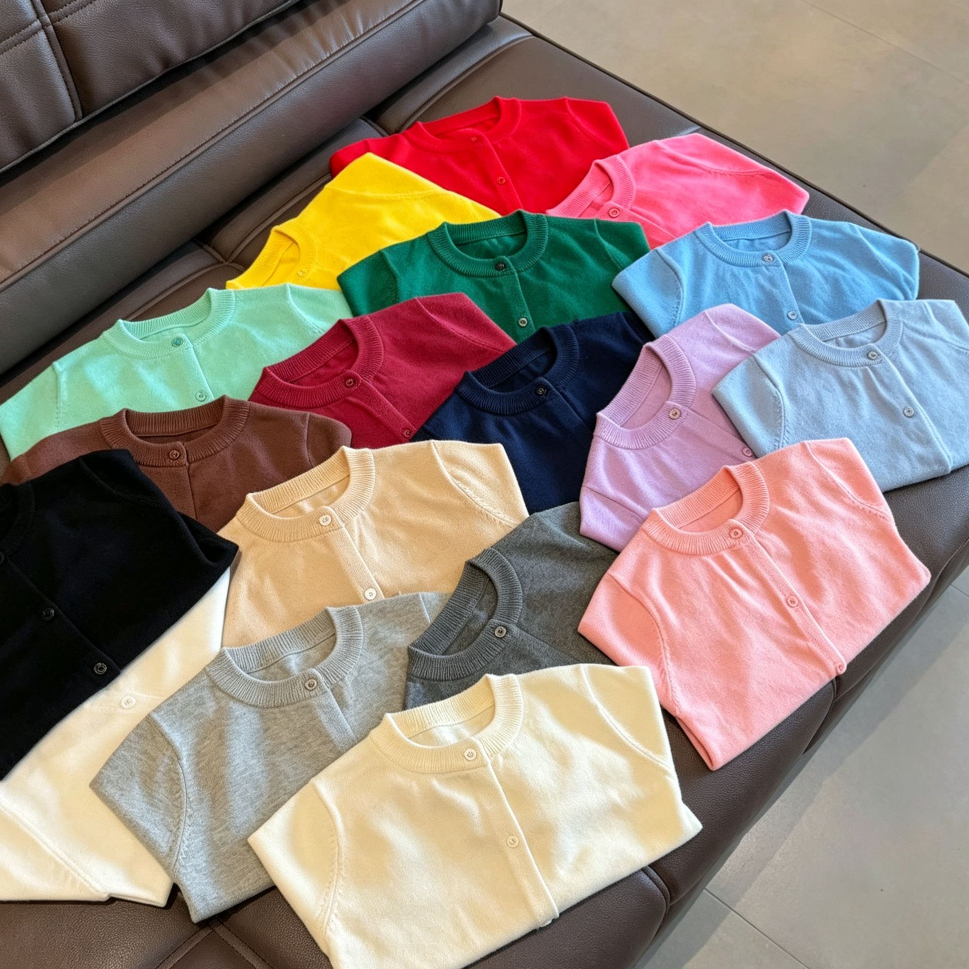 Kids Solid Color Crew Neck Sweater