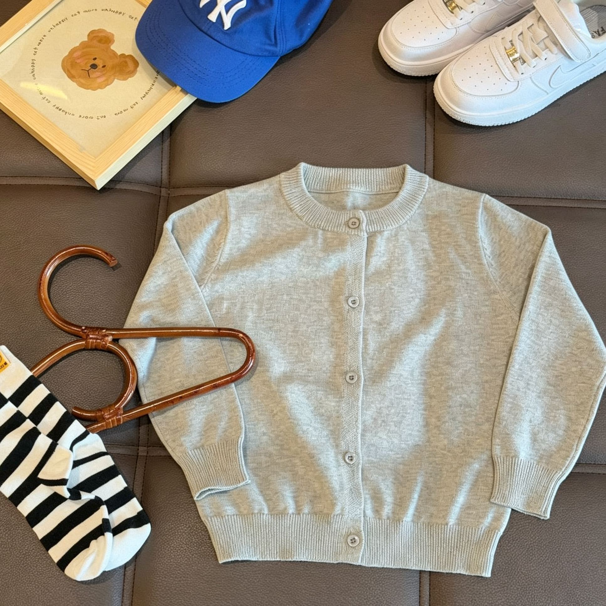 Kids Solid Color Crew Neck Sweater
