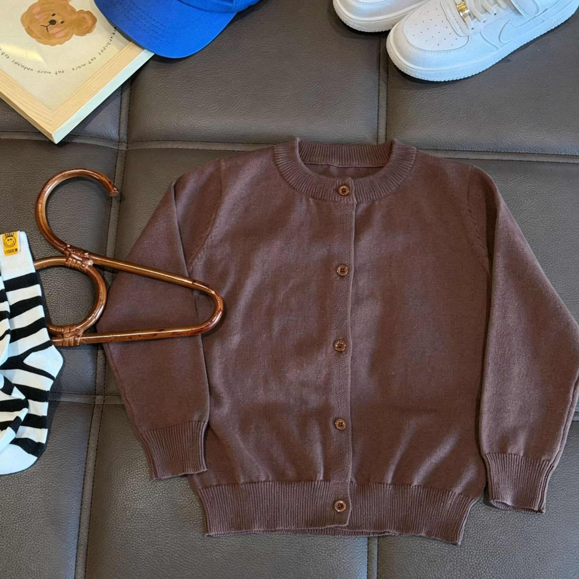 Kids Solid Color Crew Neck Sweater