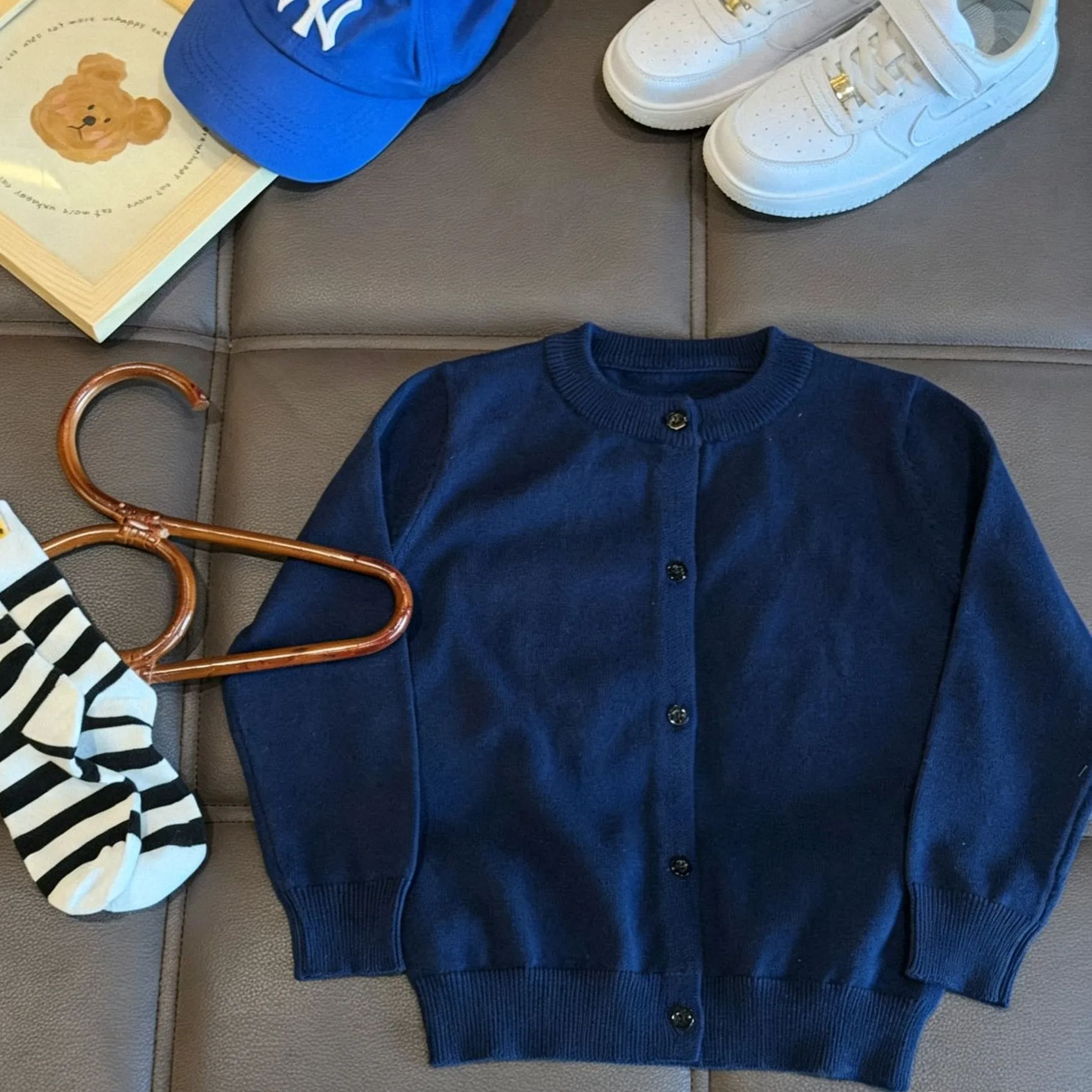 Kids Solid Color Crew Neck Sweater