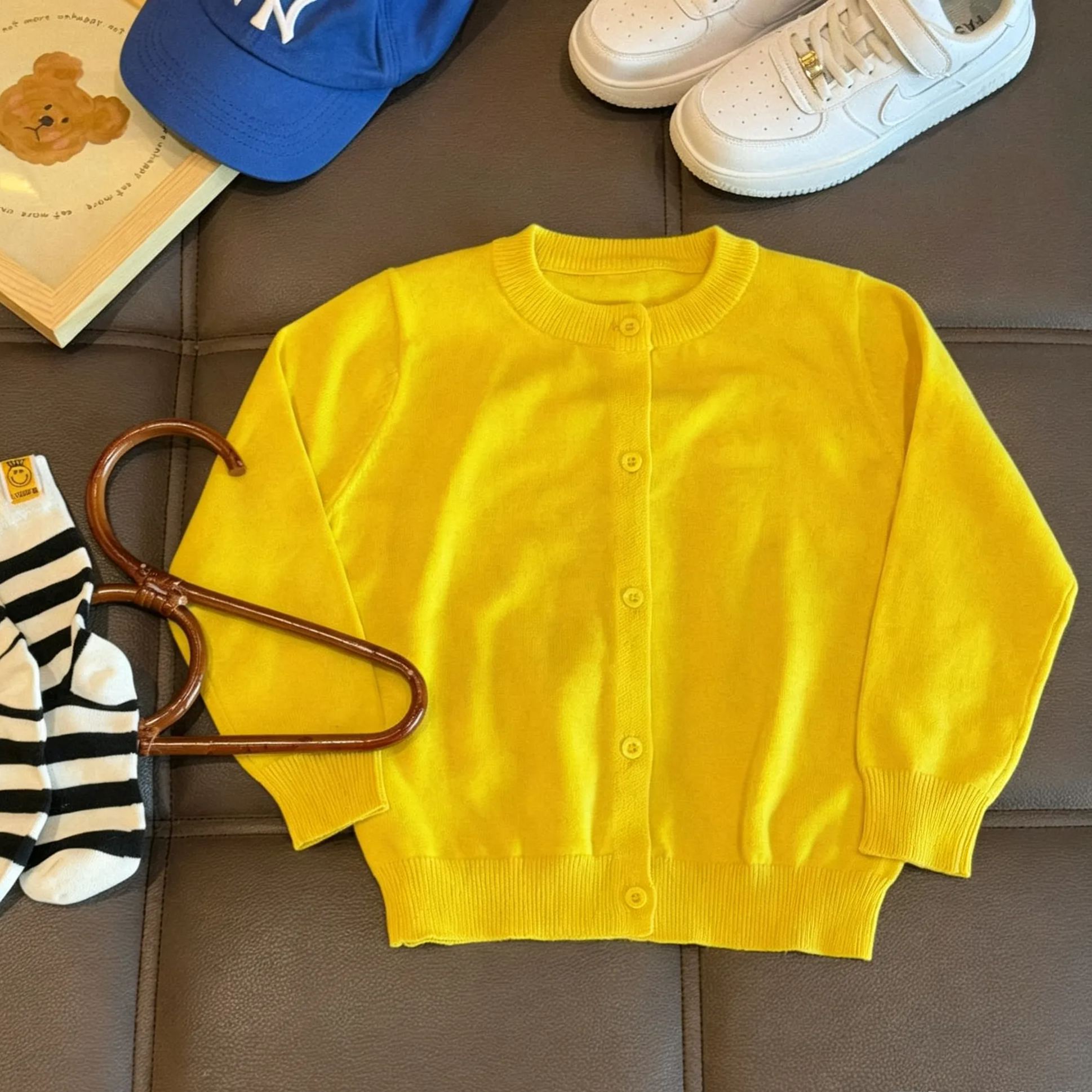 Kids Solid Color Crew Neck Sweater