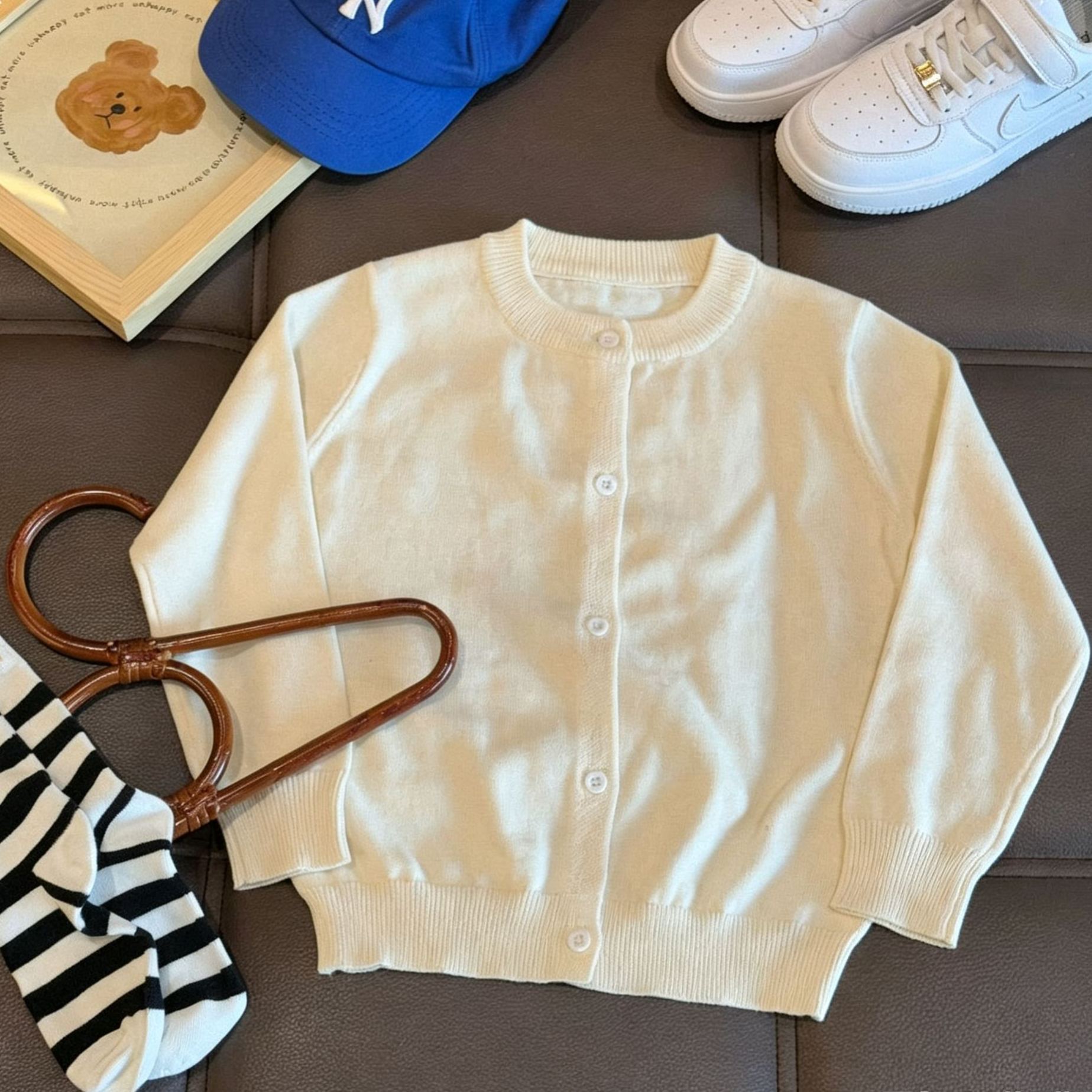 Kids Solid Color Crew Neck Sweater