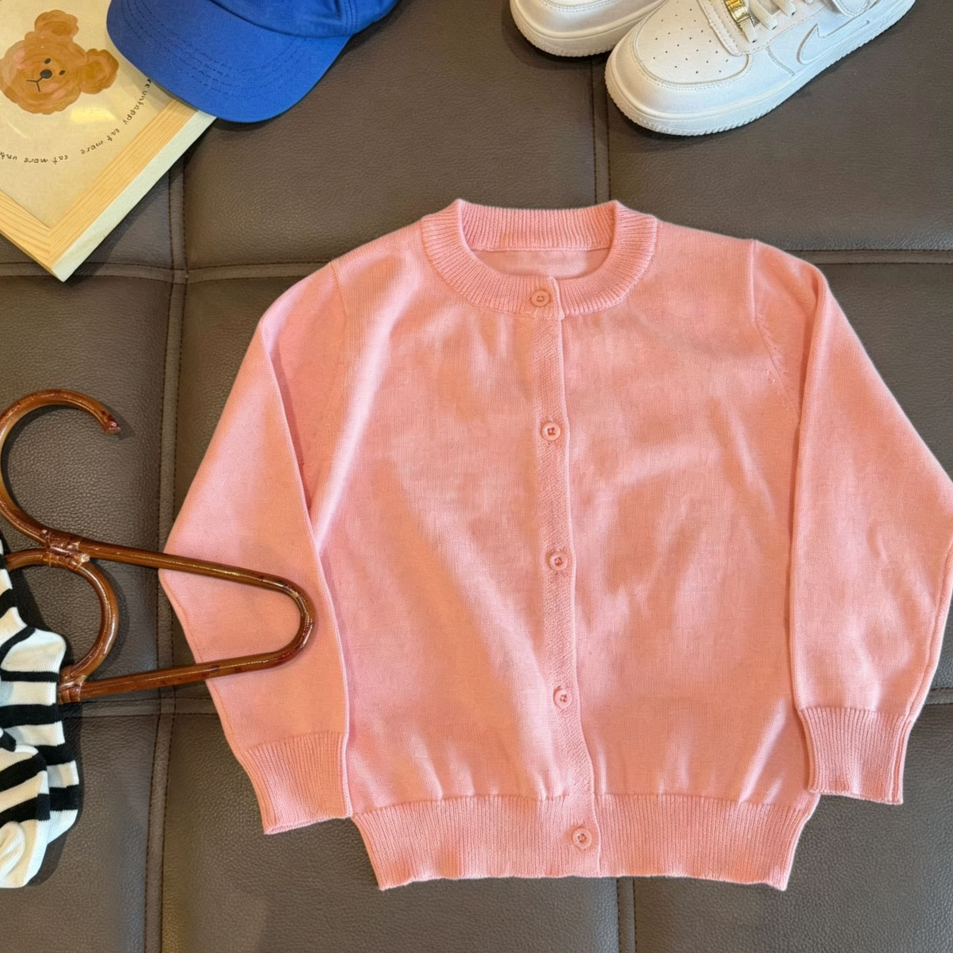 Kids Solid Color Crew Neck Sweater