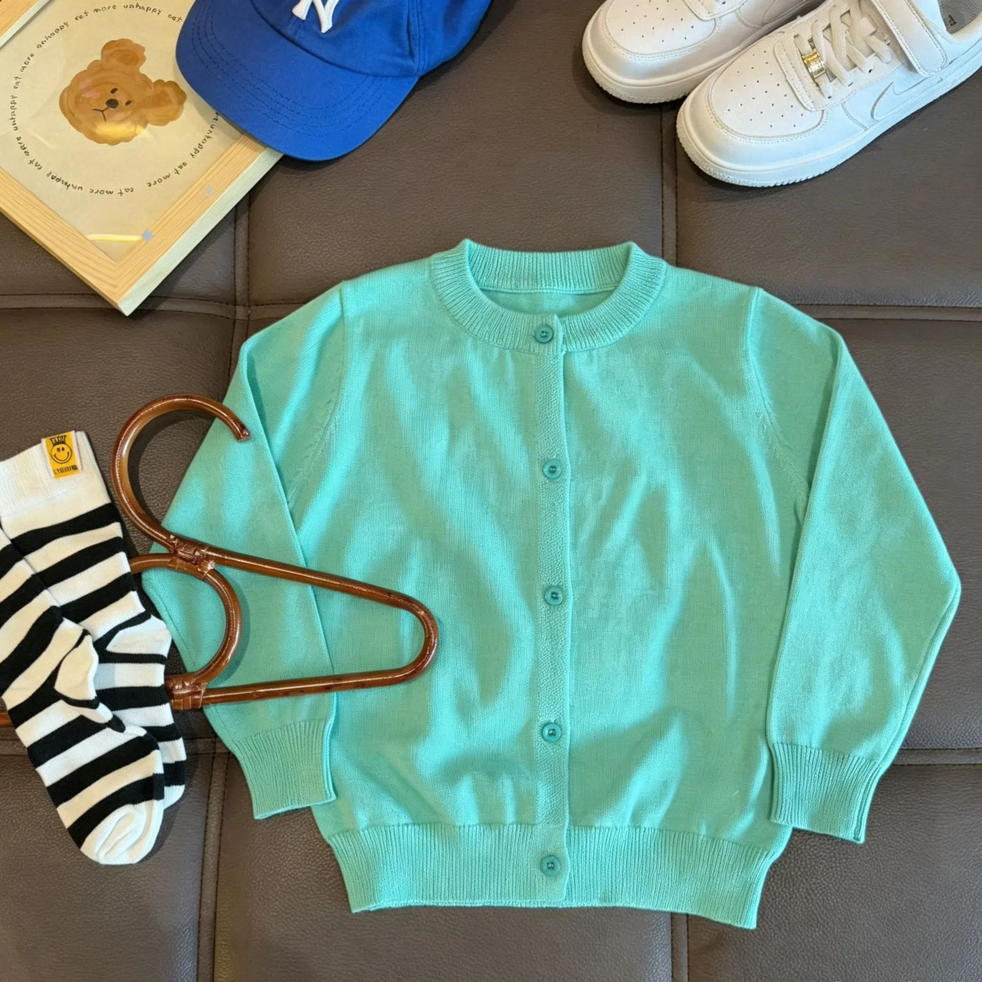 Kids Solid Color Crew Neck Sweater