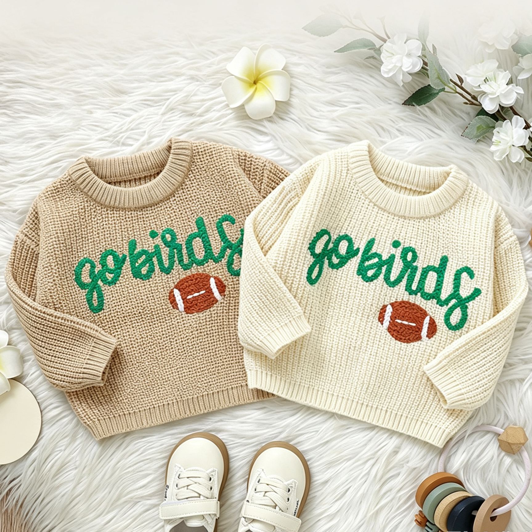 Baby Rugby Letter Embroidery Sweater