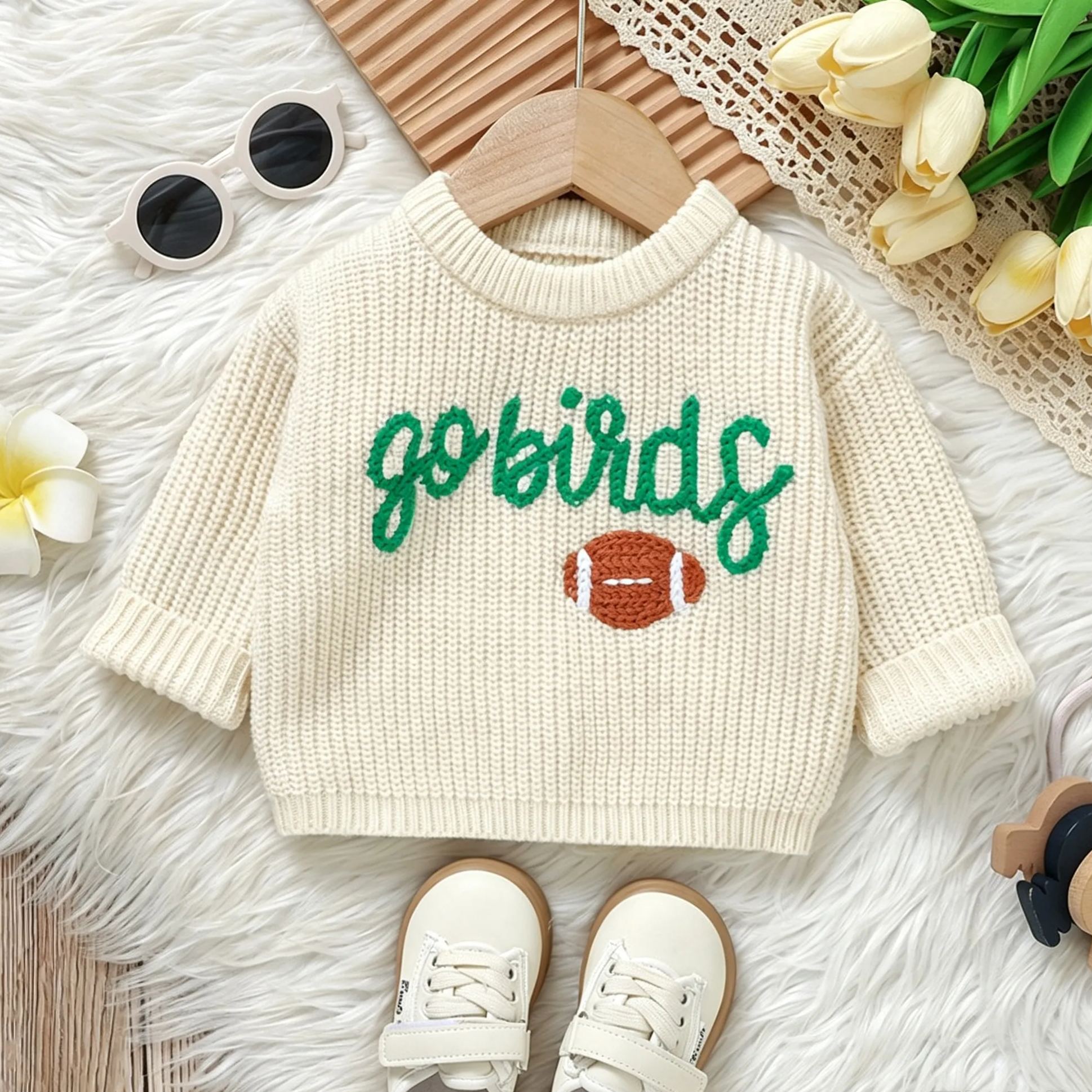 Baby Rugby Letter Embroidery Sweater