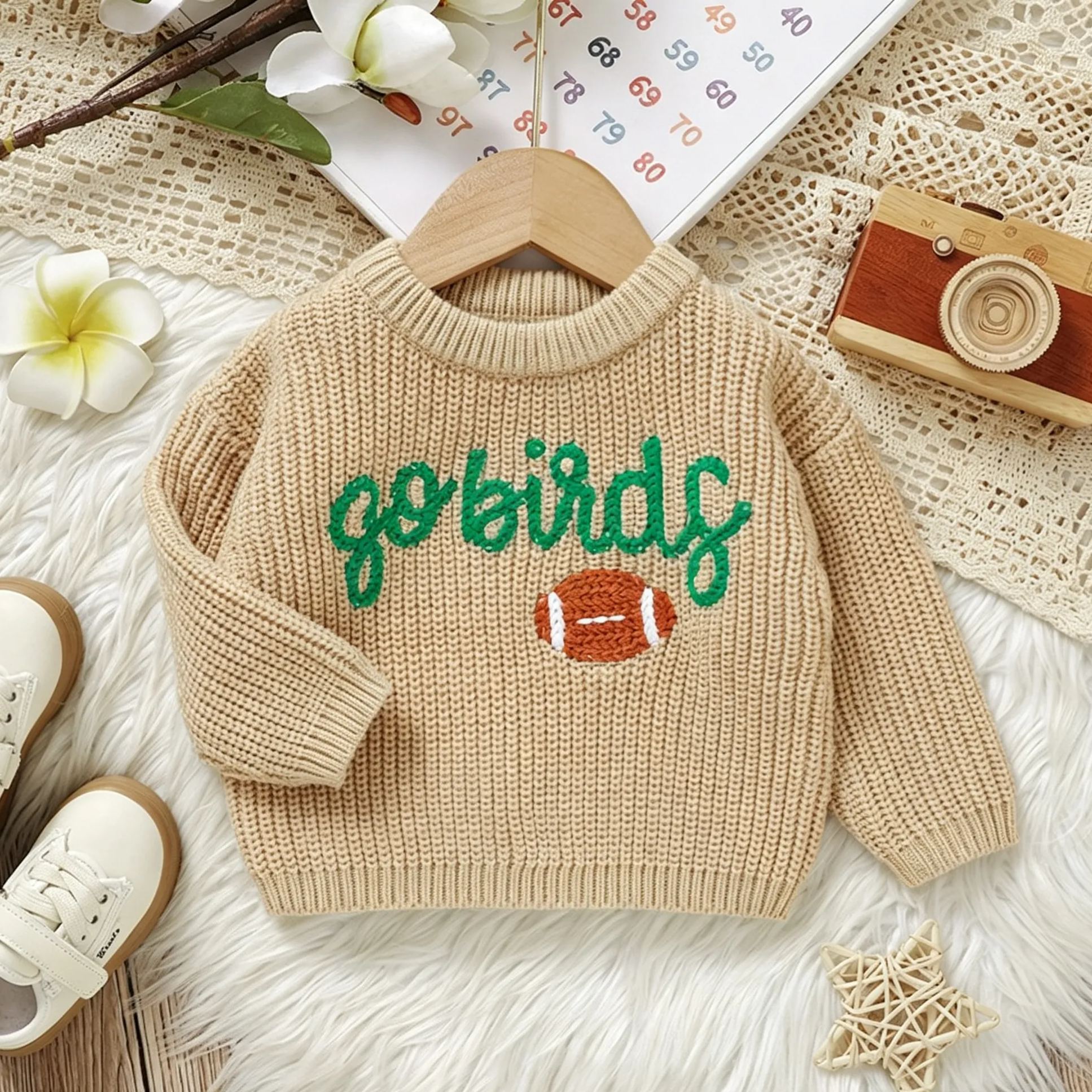 Baby Rugby Letter Embroidery Sweater