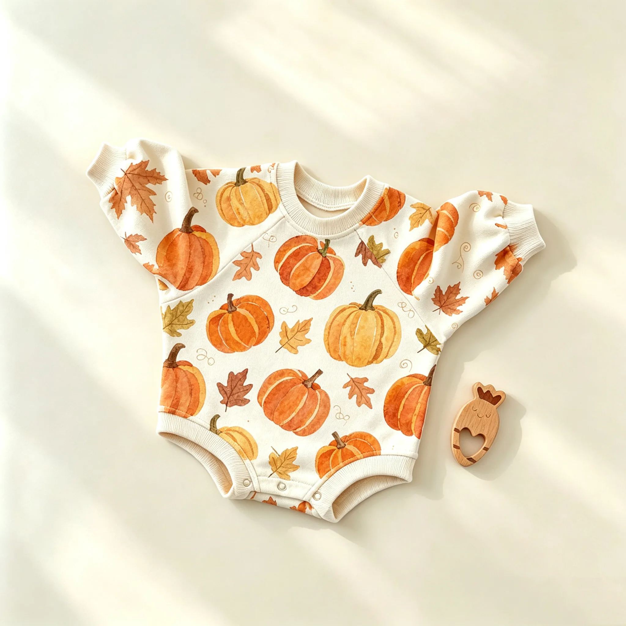 Baby Pumpkin Maple leaf Bodysuit