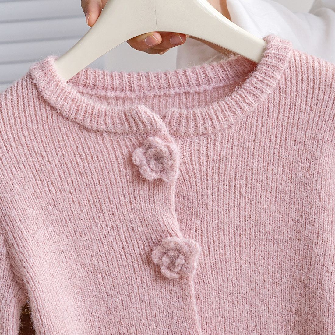 Kids Flowers Ruffled Sweater and Pants Set