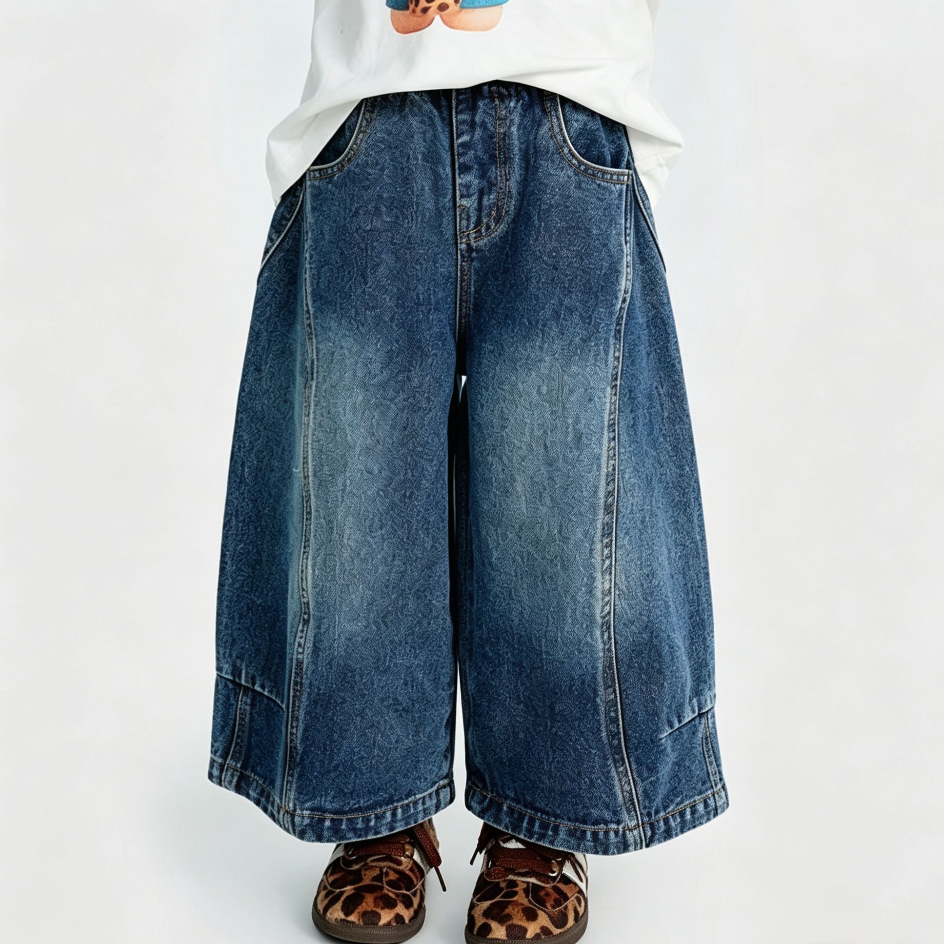 Kids Retro Wide Leg Denim Pants