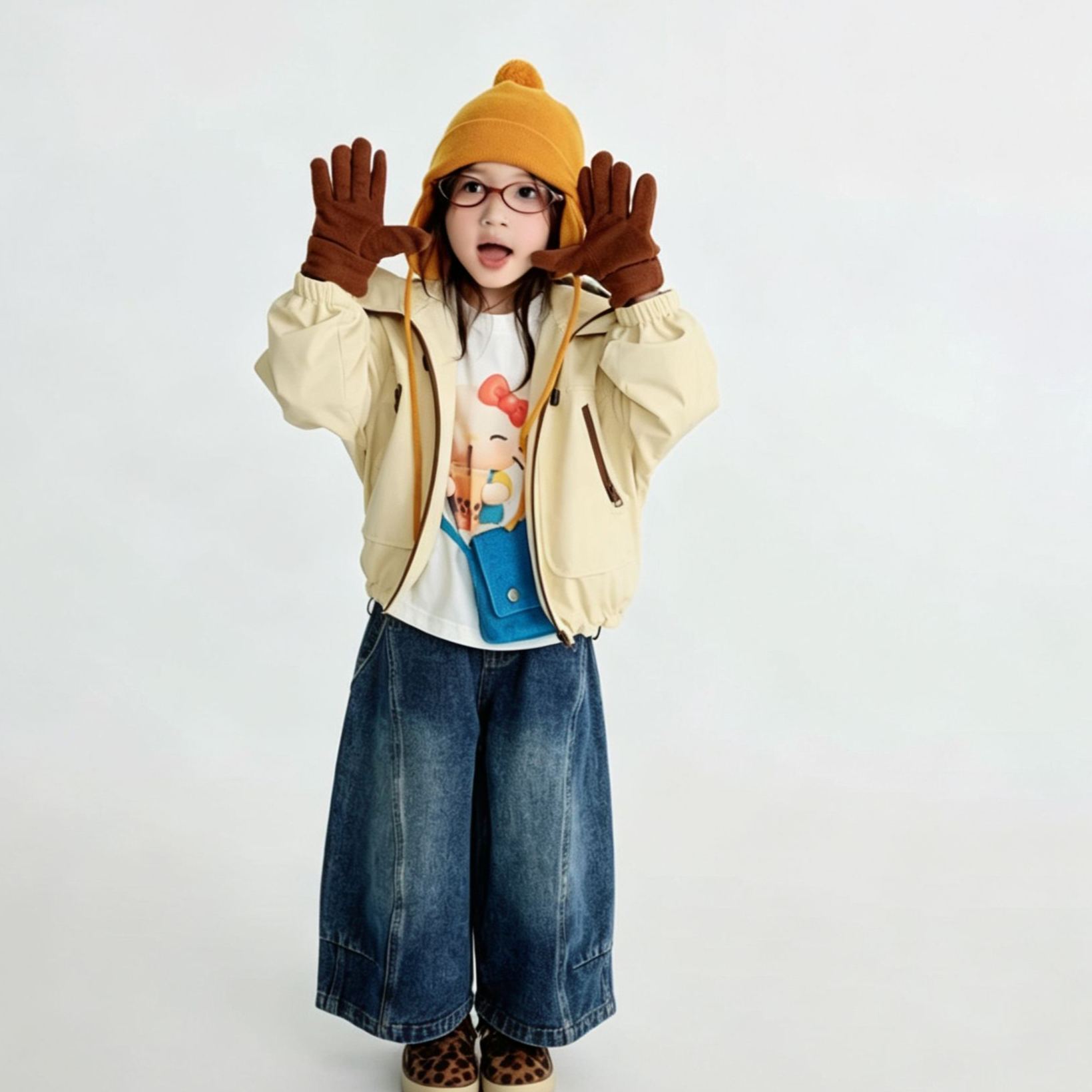 Kids Retro Wide Leg Denim Pants