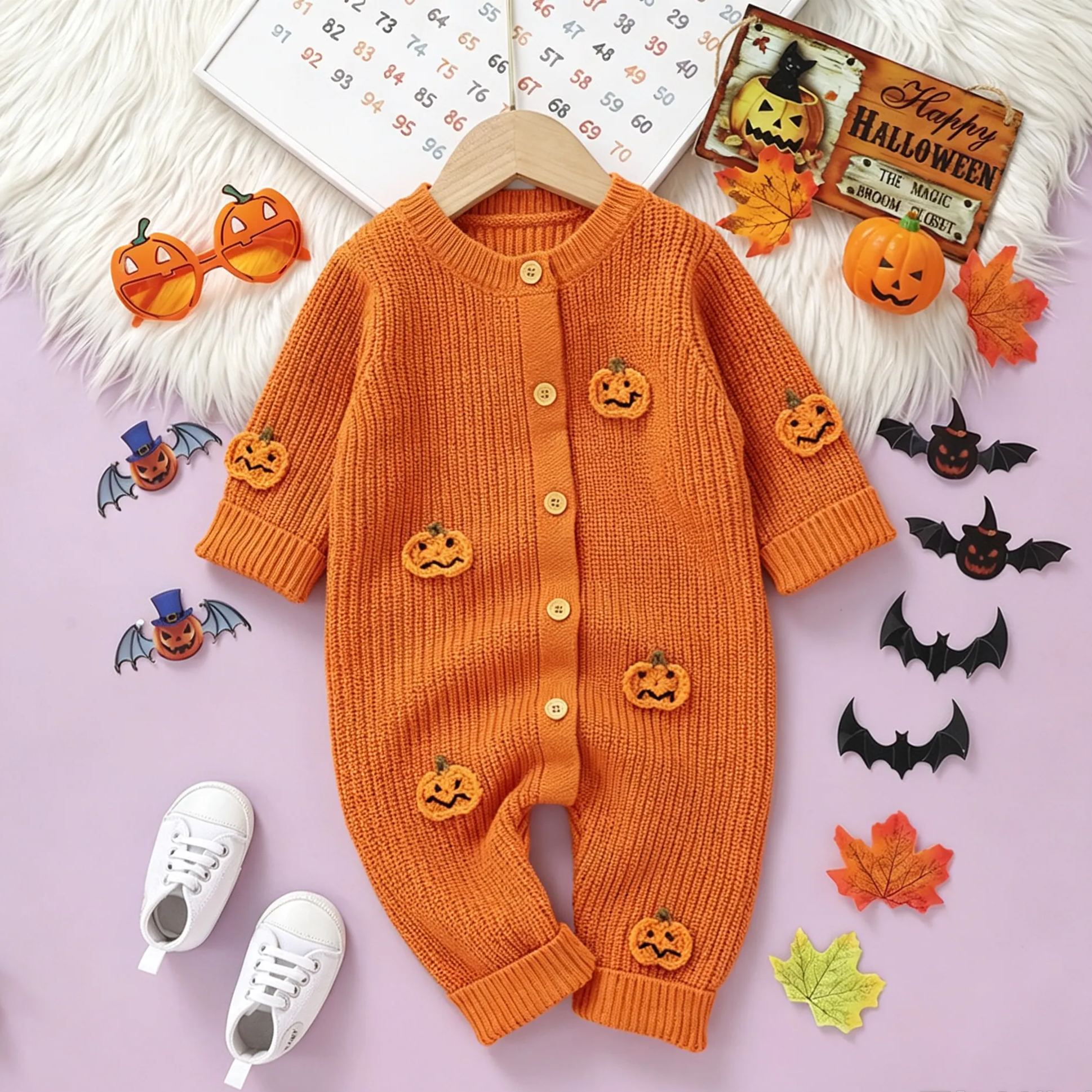 Baby Pumpkin Pattern Romper