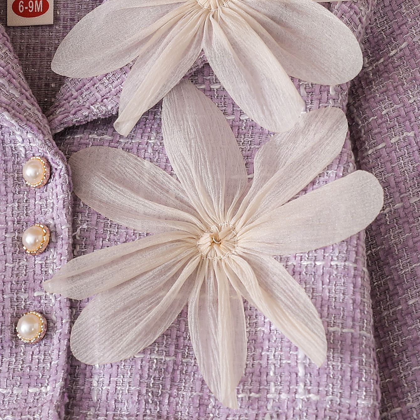 Baby Flowers Outerwear and Pleated Skirt 3-Piece Set