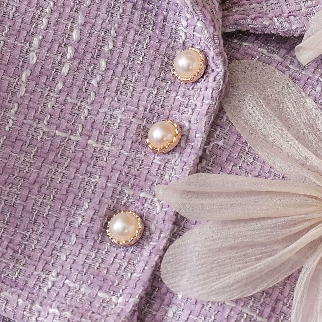 Baby Flowers Outerwear and Pleated Skirt 3-Piece Set