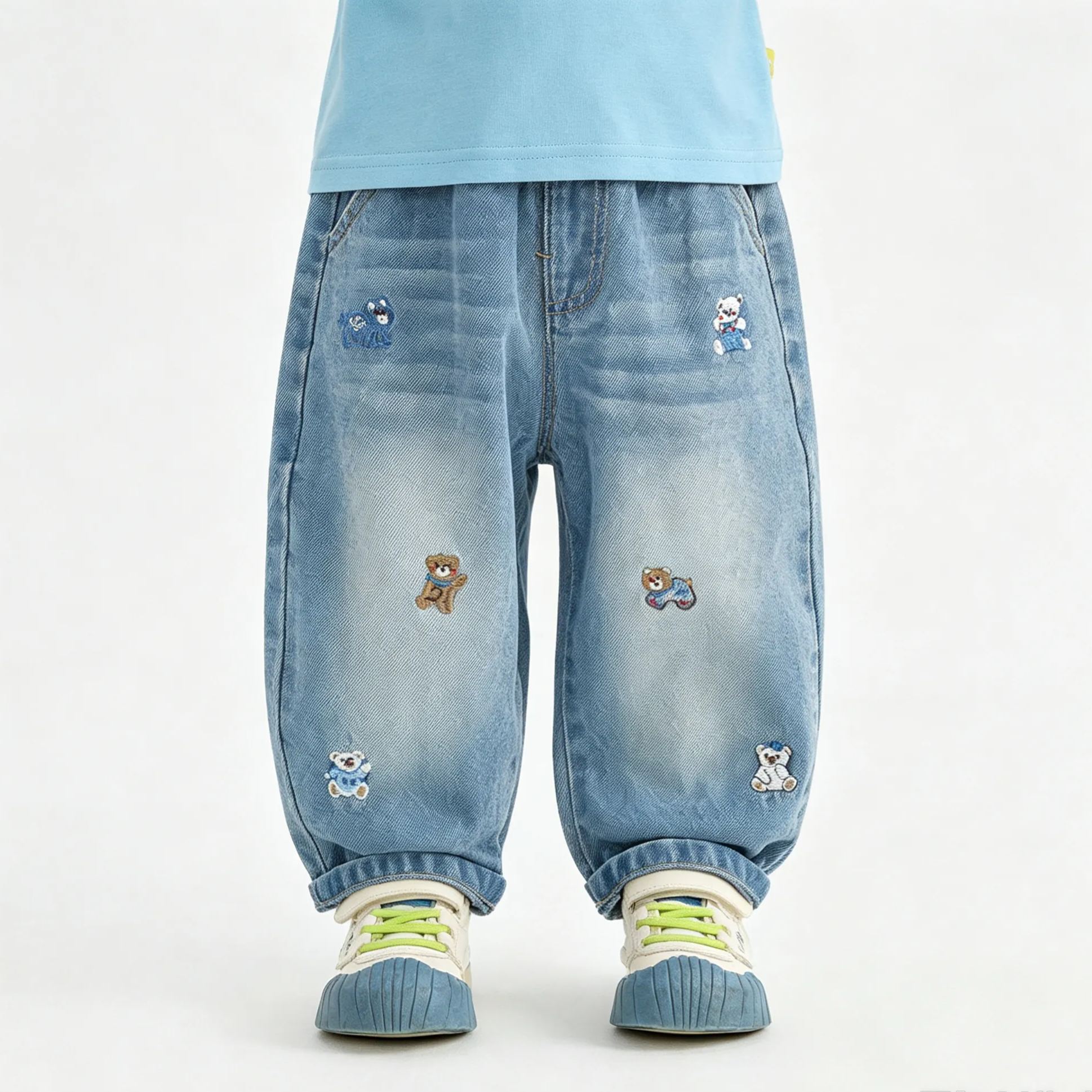 Baby & Kid Bear Embroidery Denim Pants