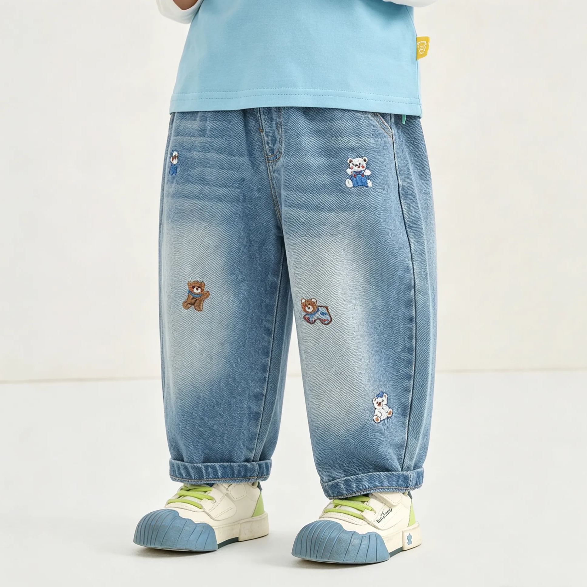 Baby & Kid Bear Embroidery Denim Pants