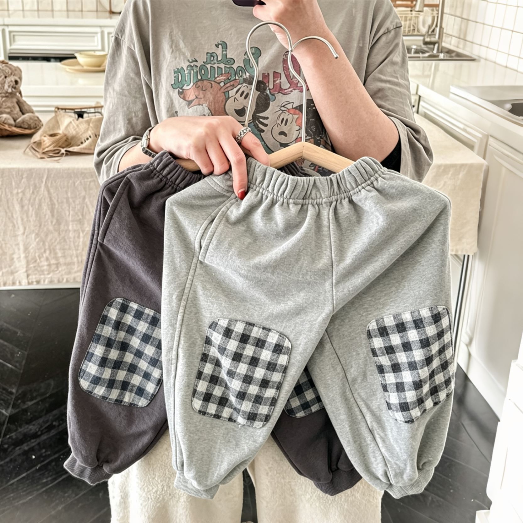 Kids Plaid Patchwork Pants