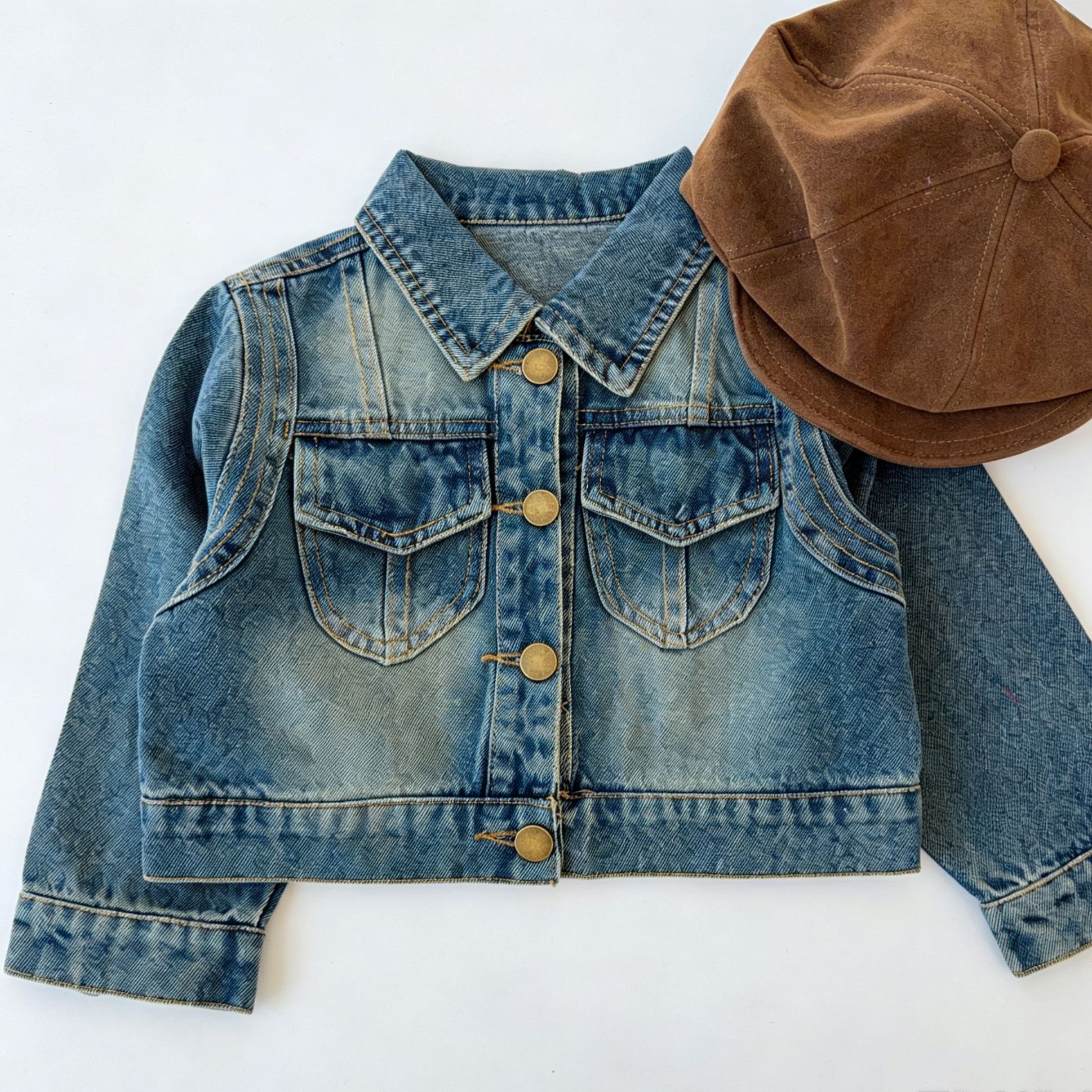 Kids Collared Denim Outerwear