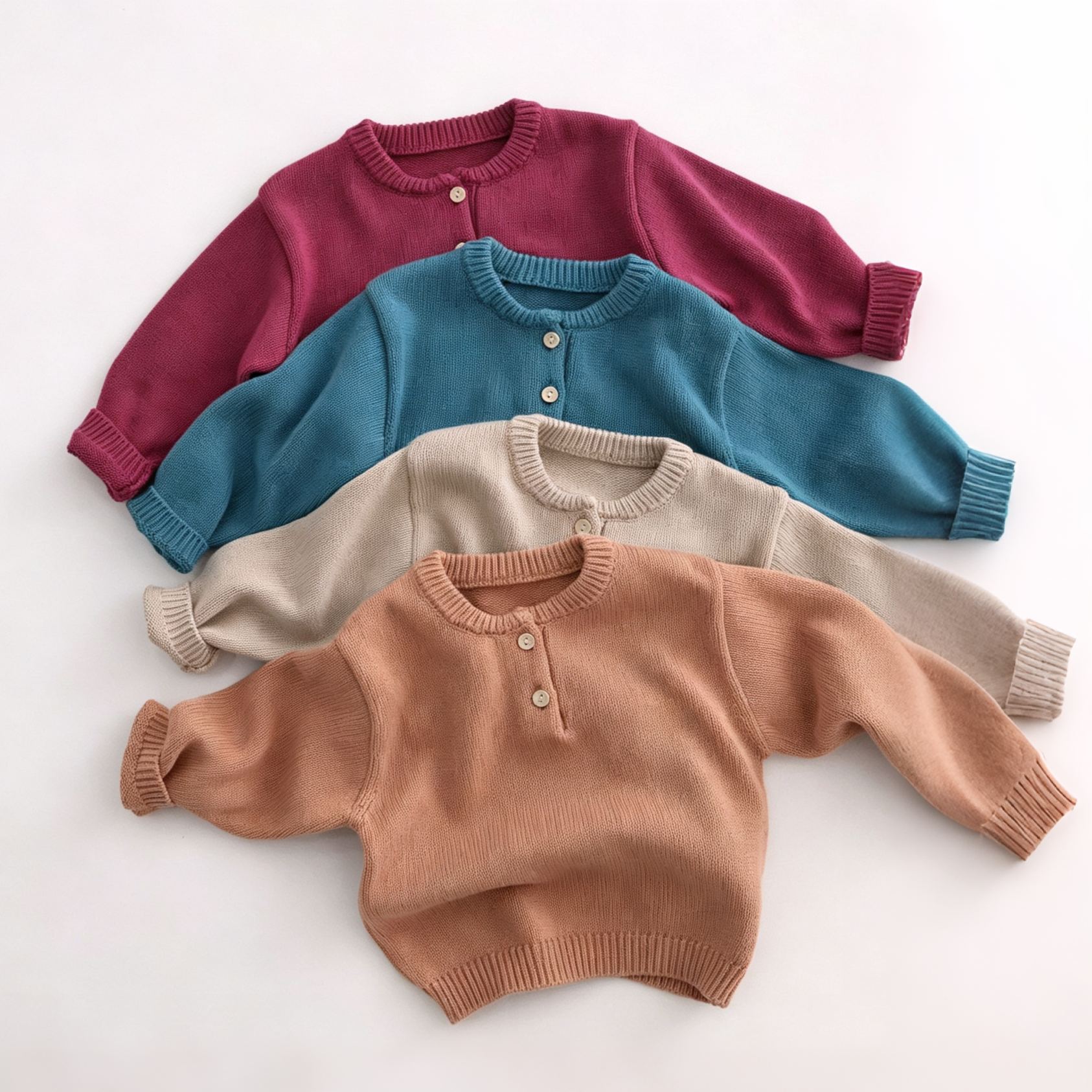 Kids Solid Color Crew Neck Sweater