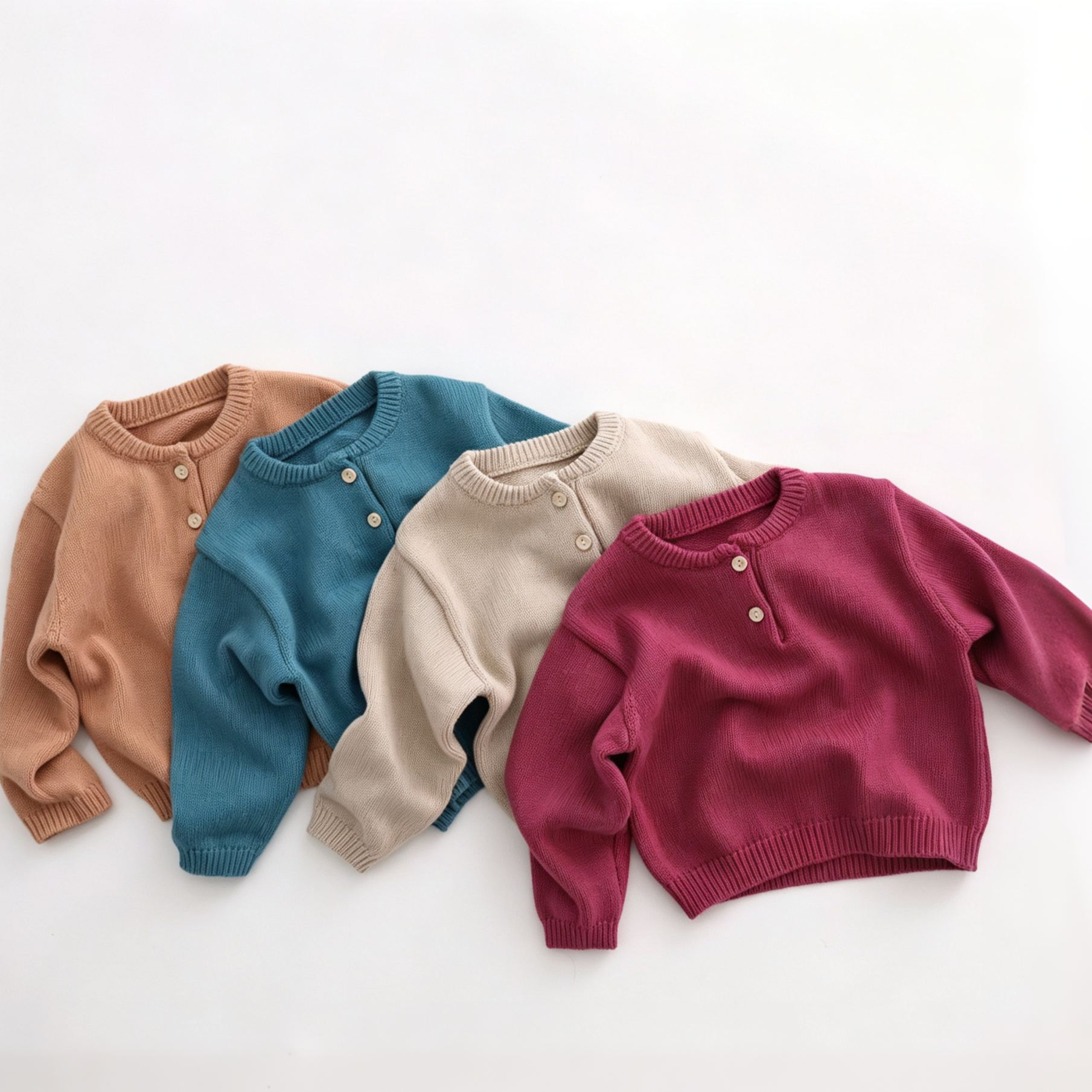 Kids Solid Color Crew Neck Sweater