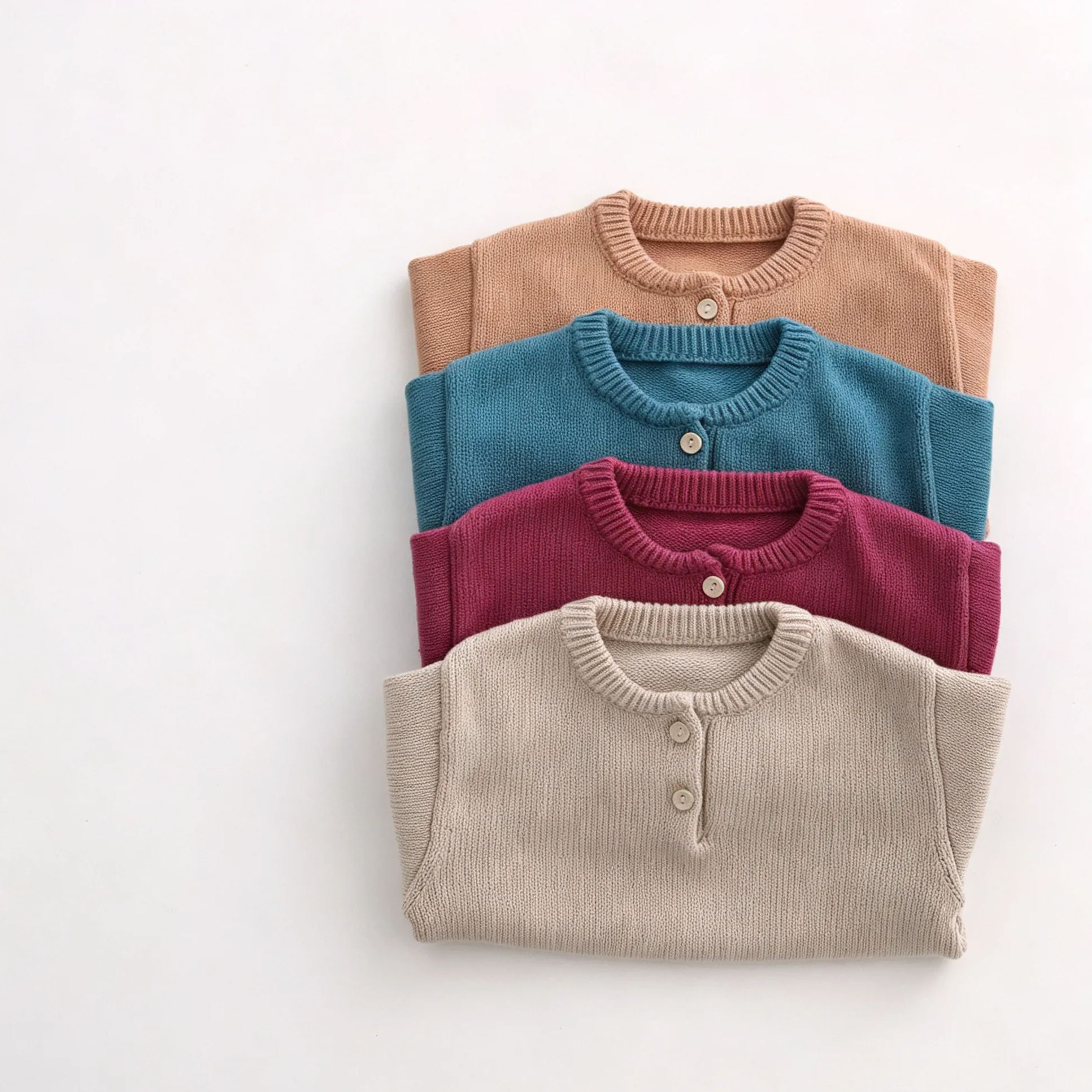 Kids Solid Color Crew Neck Sweater