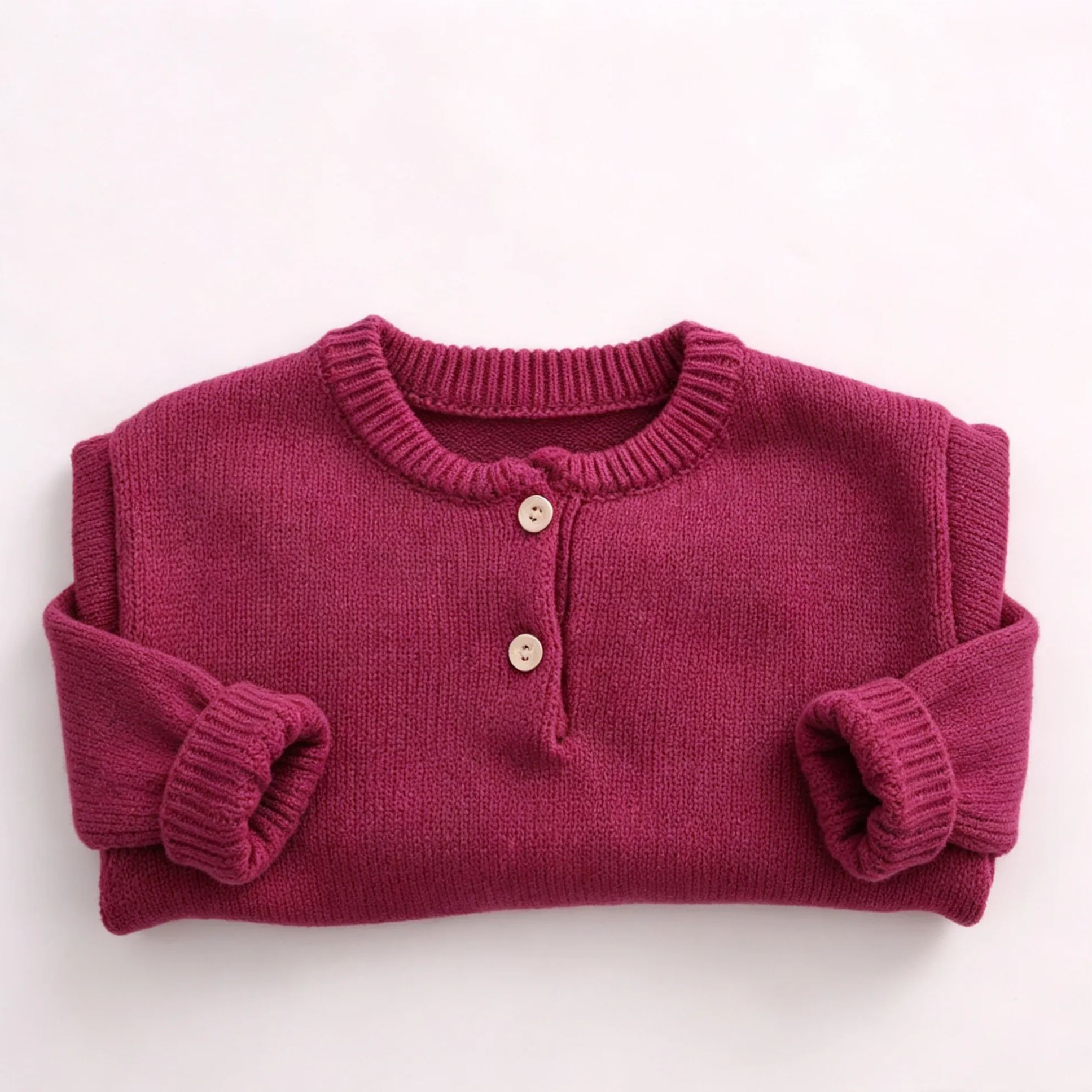 Kids Solid Color Crew Neck Sweater
