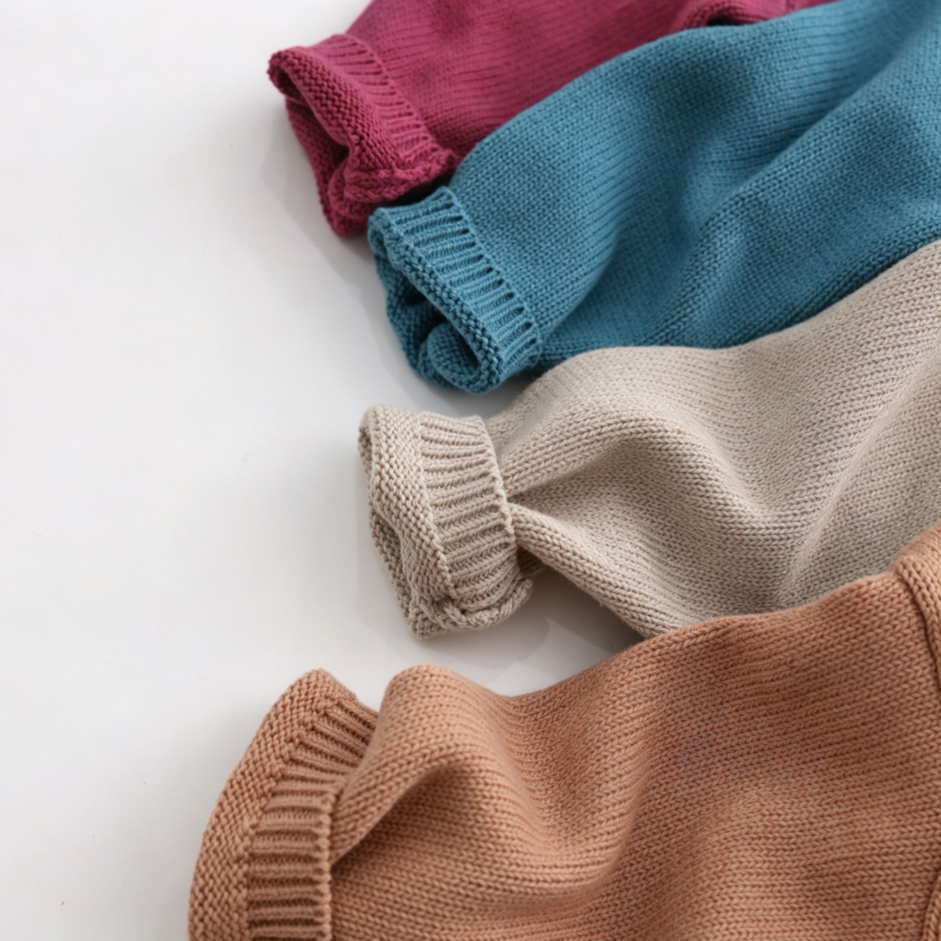 Kids Solid Color Crew Neck Sweater