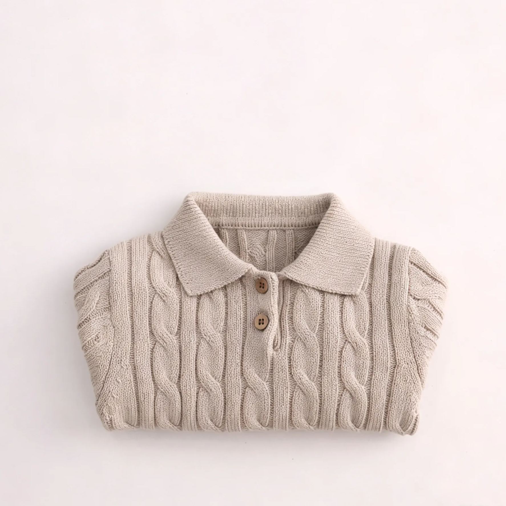 Kids Solid Color Polo Collar Sweater