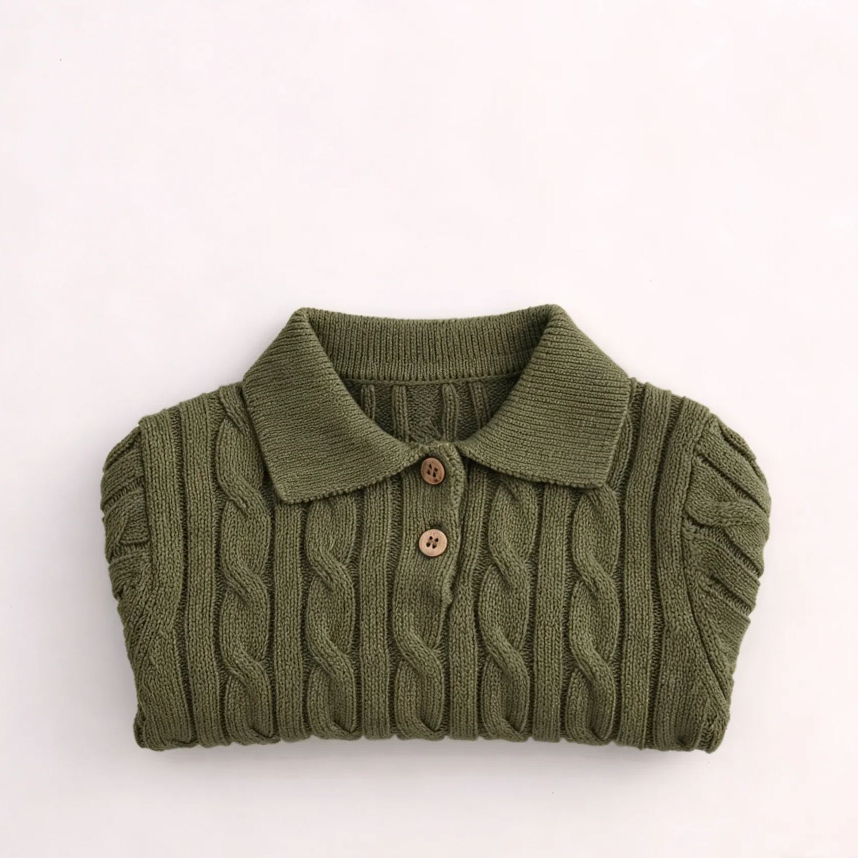 Kids Solid Color Polo Collar Sweater