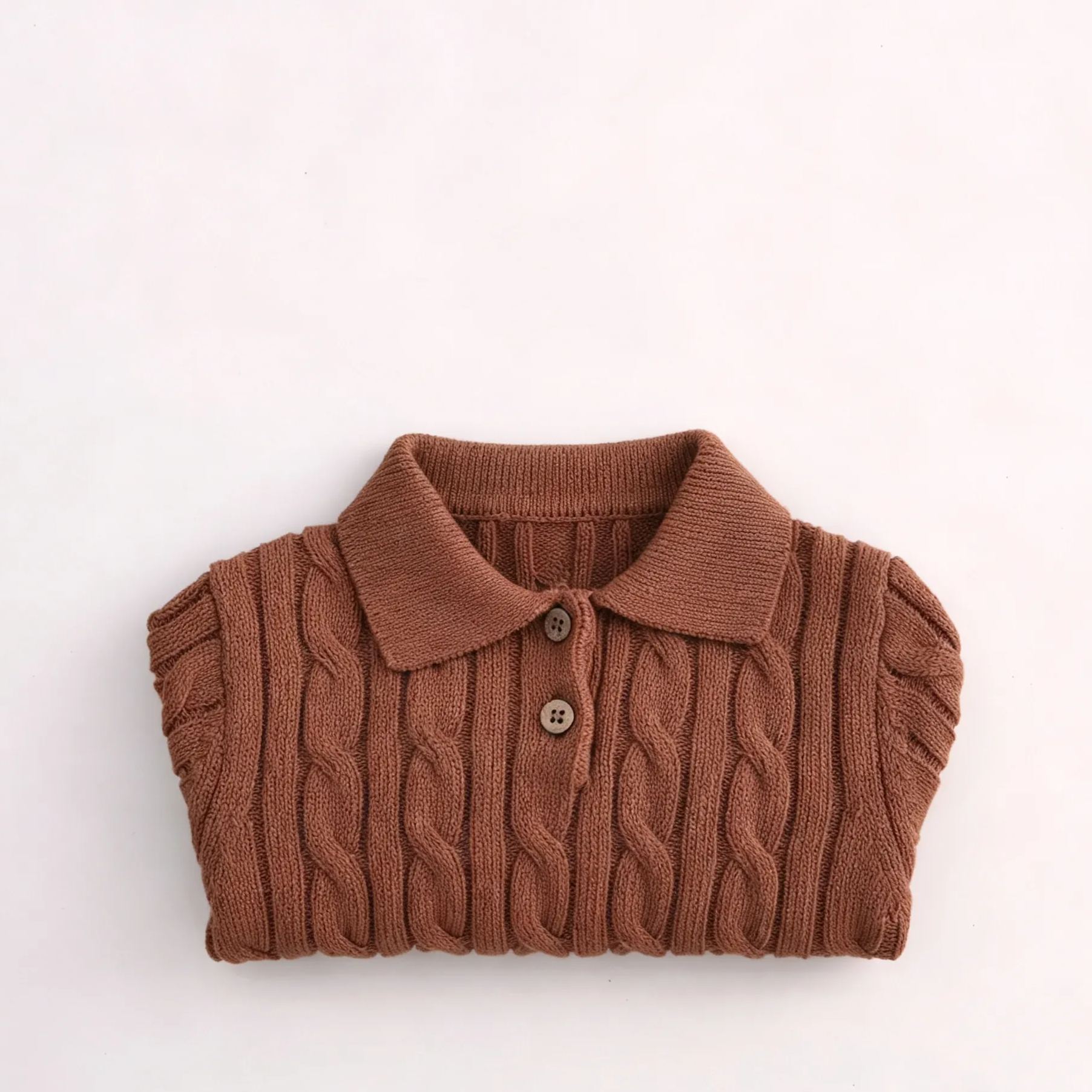 Kids Solid Color Polo Collar Sweater