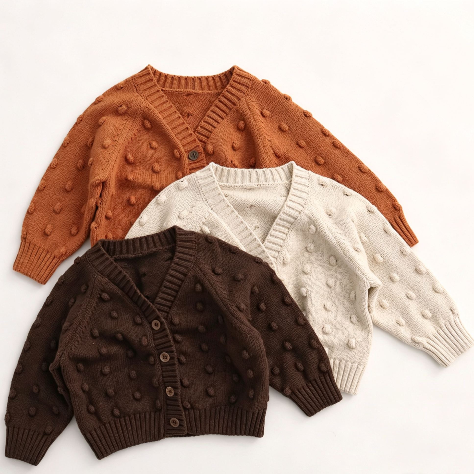 Kids Solid Color Polka Dot Sweater