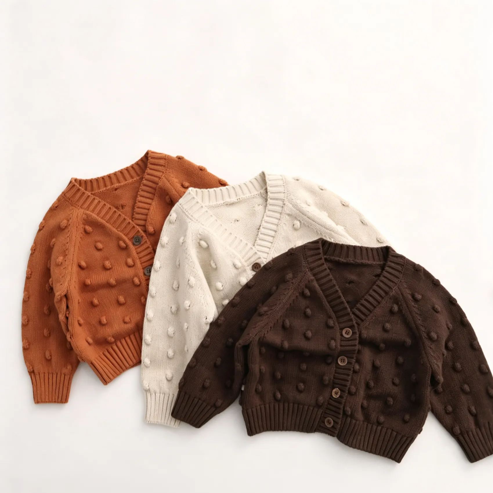 Kids Solid Color Polka Dot Sweater