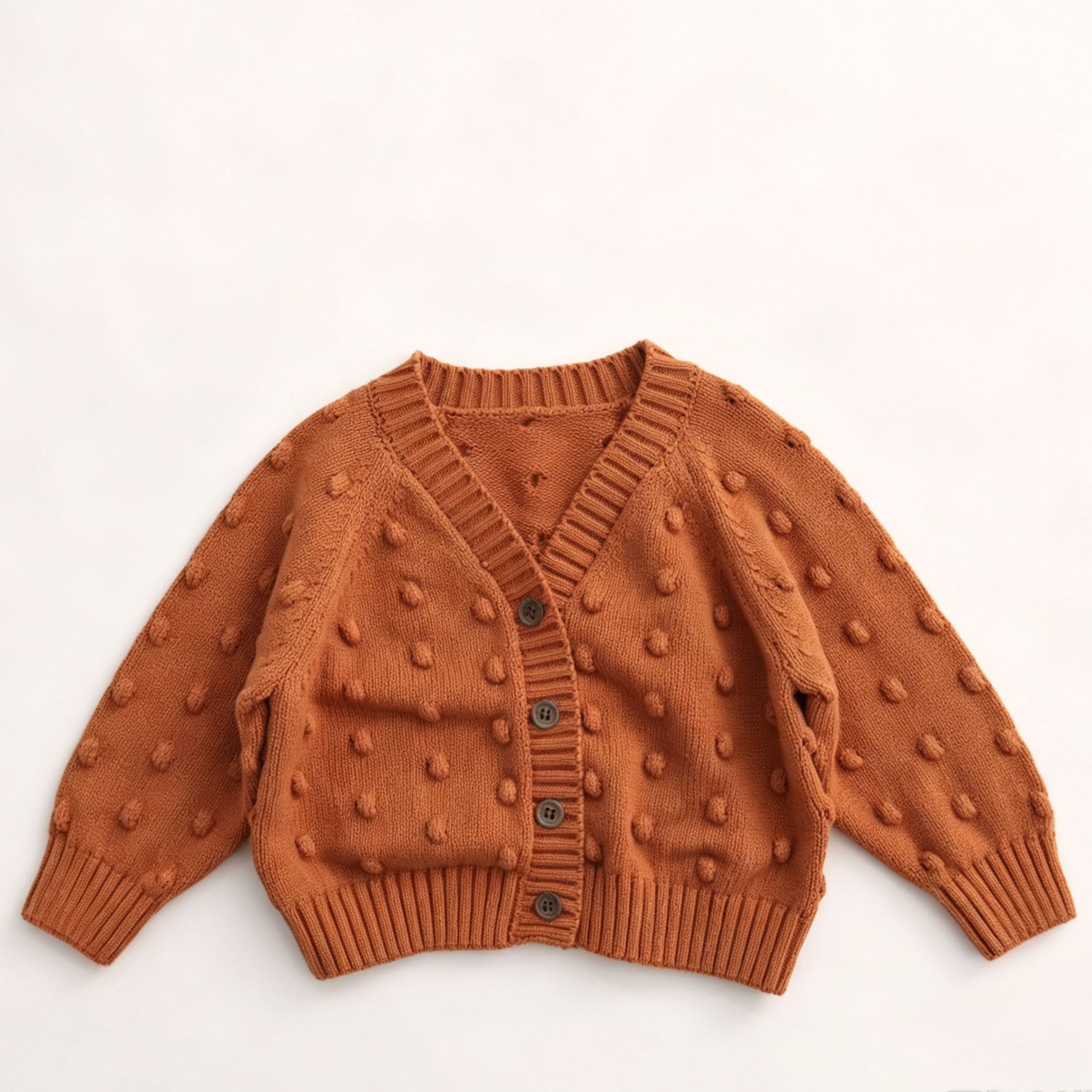 Kids Solid Color Polka Dot Sweater