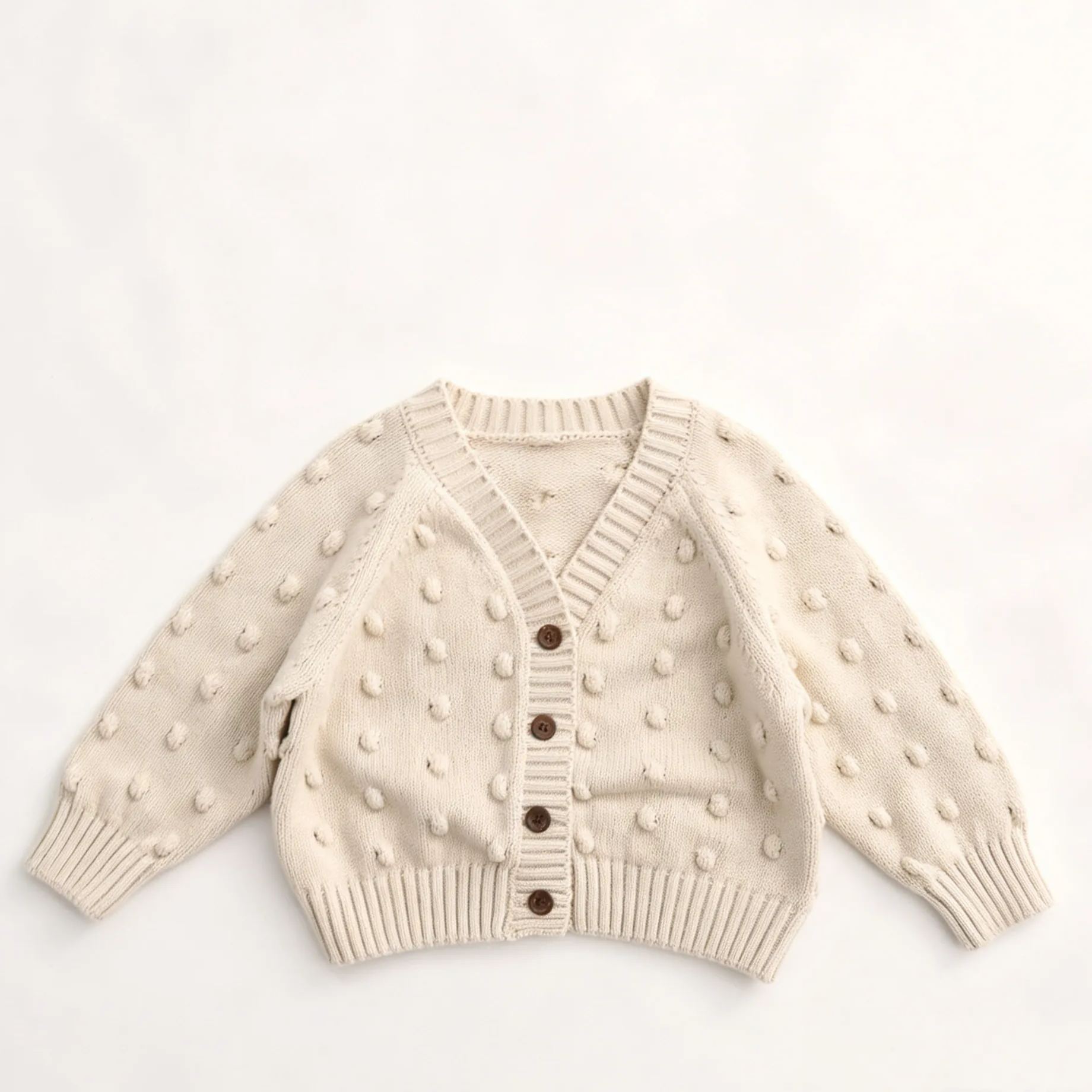 Kids Solid Color Polka Dot Sweater