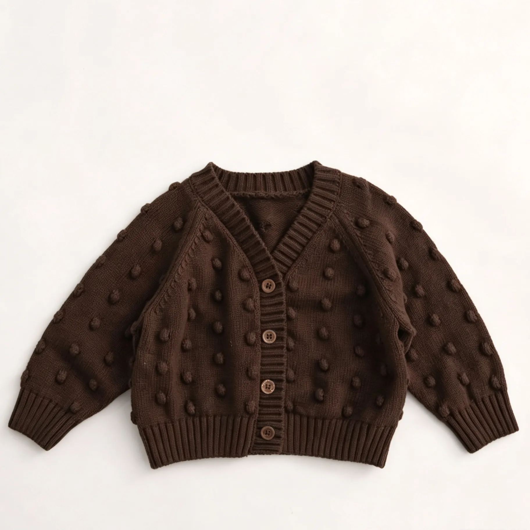 Kids Solid Color Polka Dot Sweater