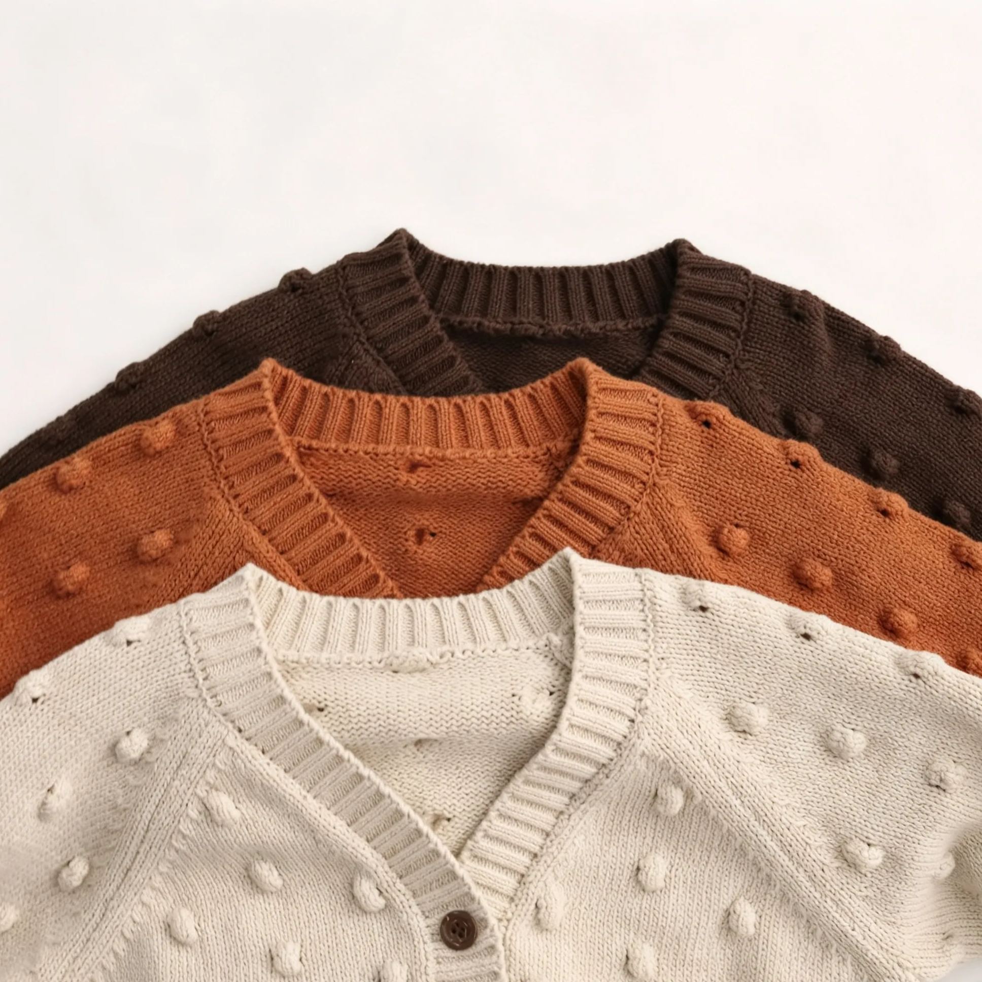 Kids Solid Color Polka Dot Sweater