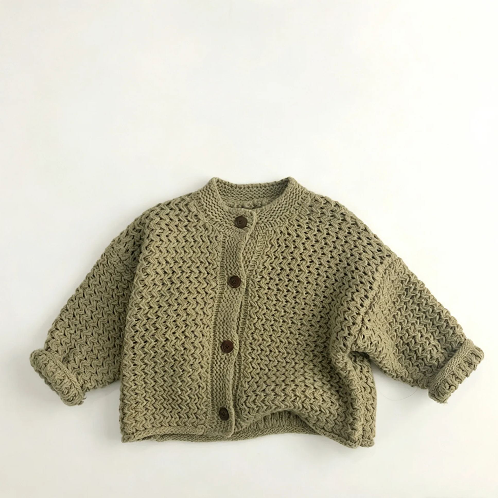 Kids Solid Color Wave Texture Sweater