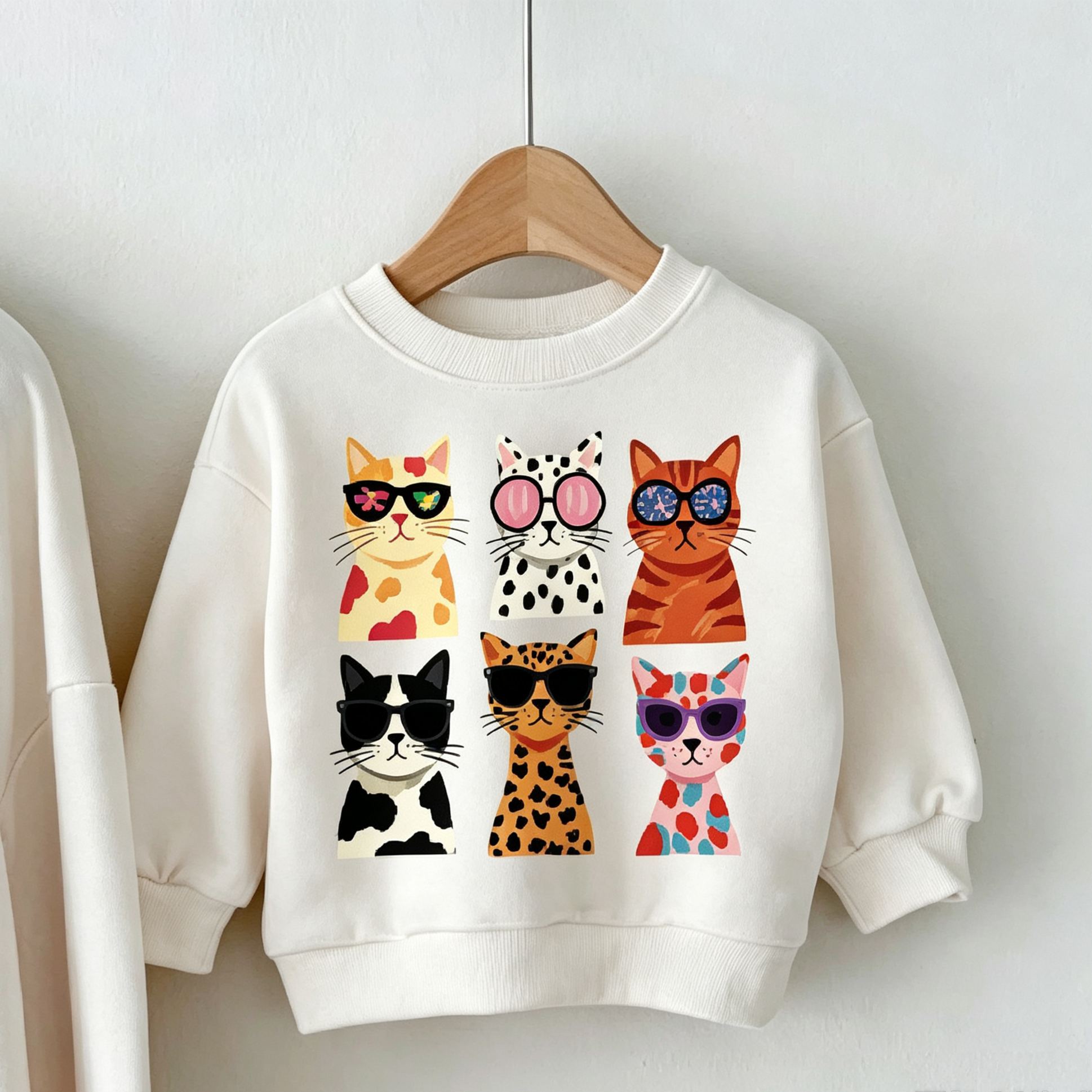 Mama and Me Cat Pattern Sweatshirt