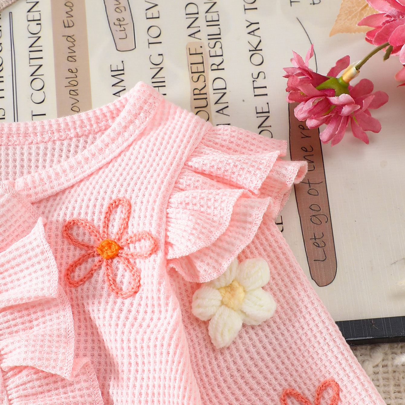 Baby Flowers Lace Romper With Bow Headband