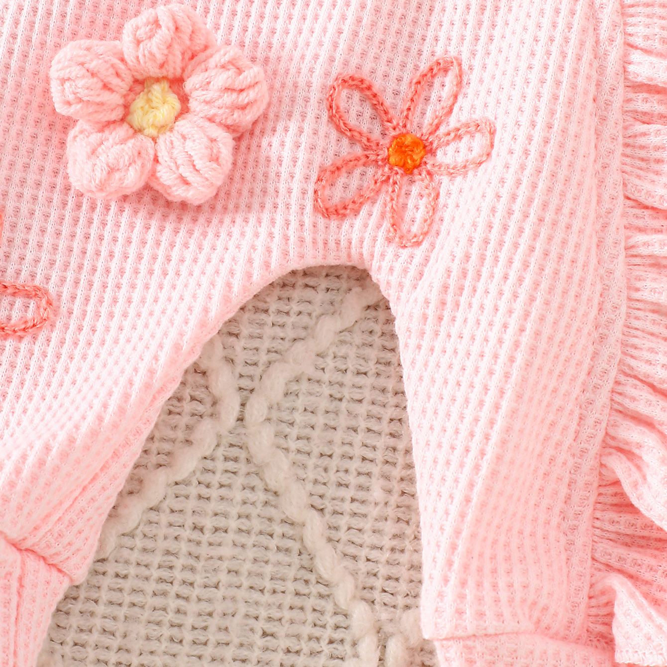 Baby Flowers Lace Romper With Bow Headband