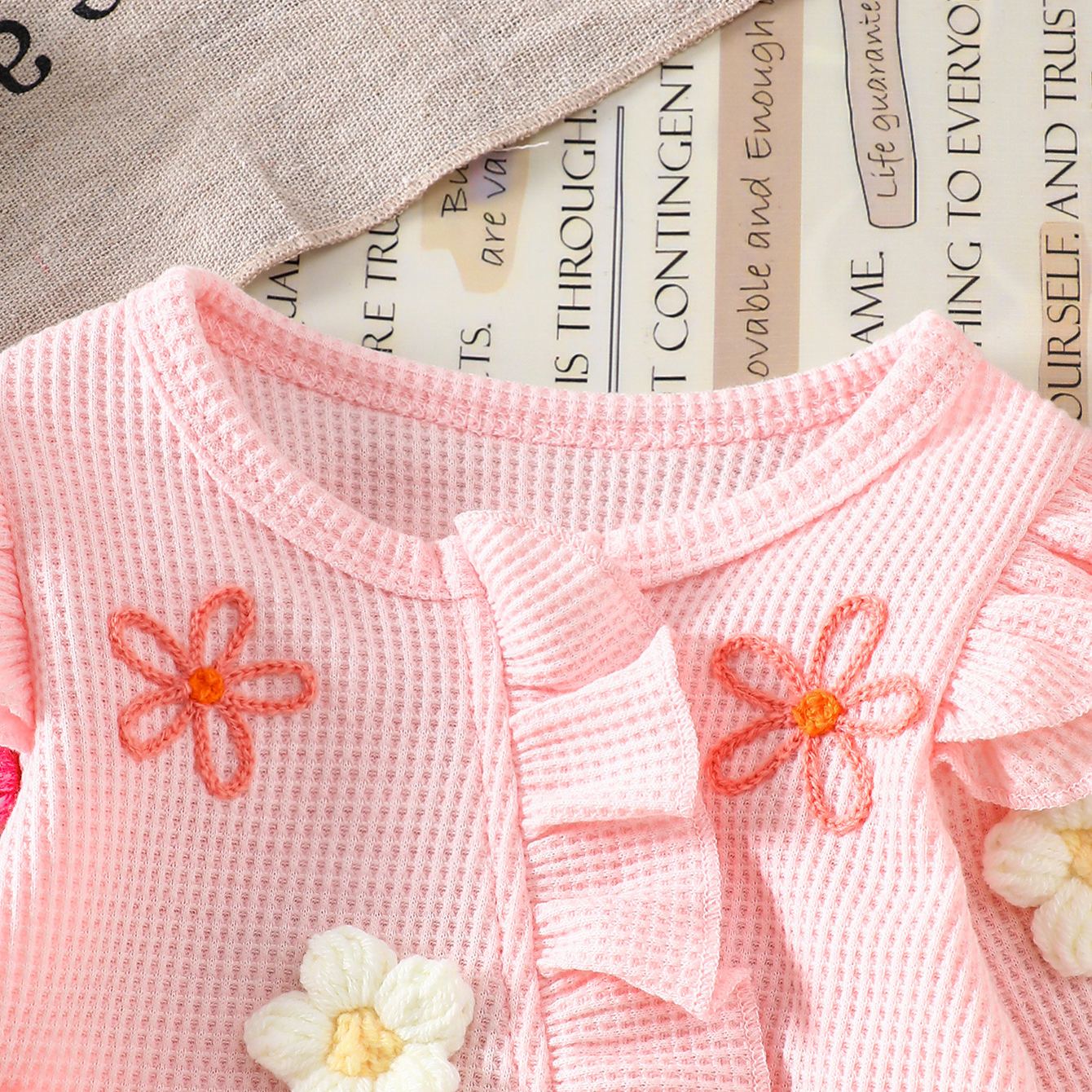 Baby Flowers Lace Romper With Bow Headband