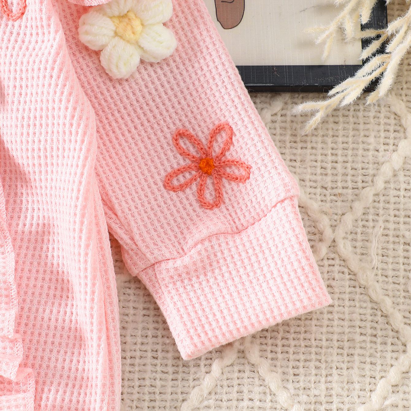 Baby Flowers Lace Romper With Bow Headband