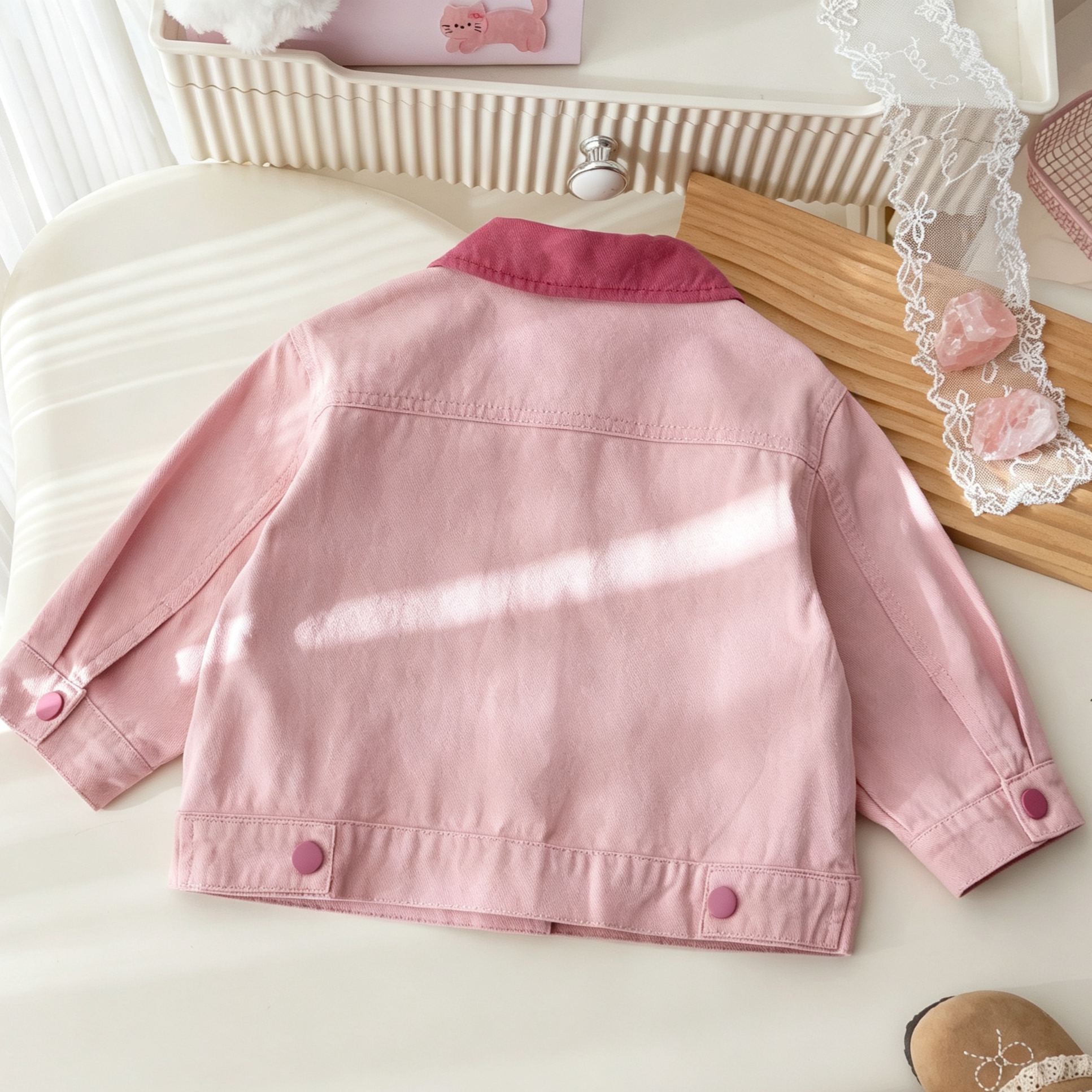 Kids Cat Pocket Lapel Outerwear