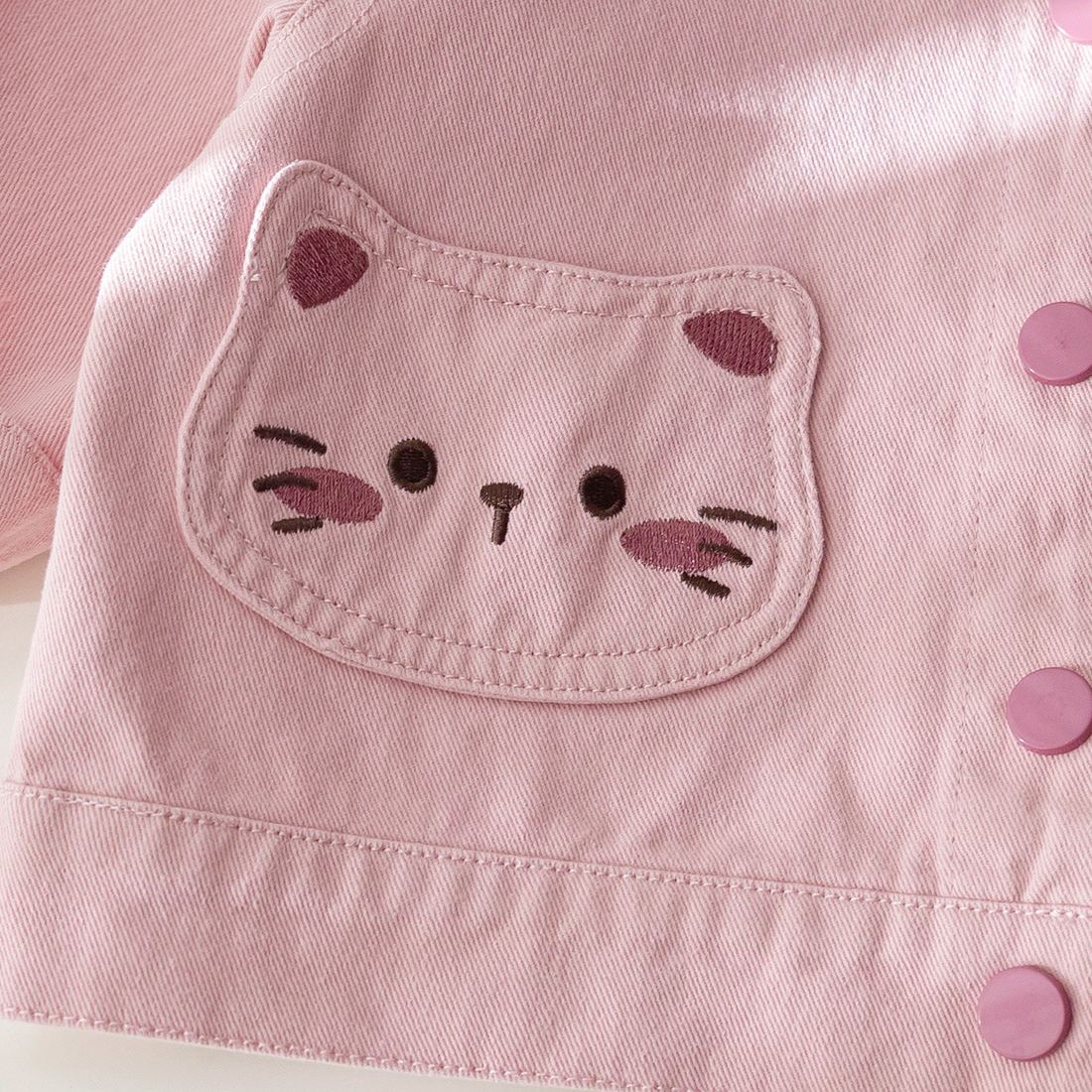 Kids Cat Pocket Lapel Outerwear